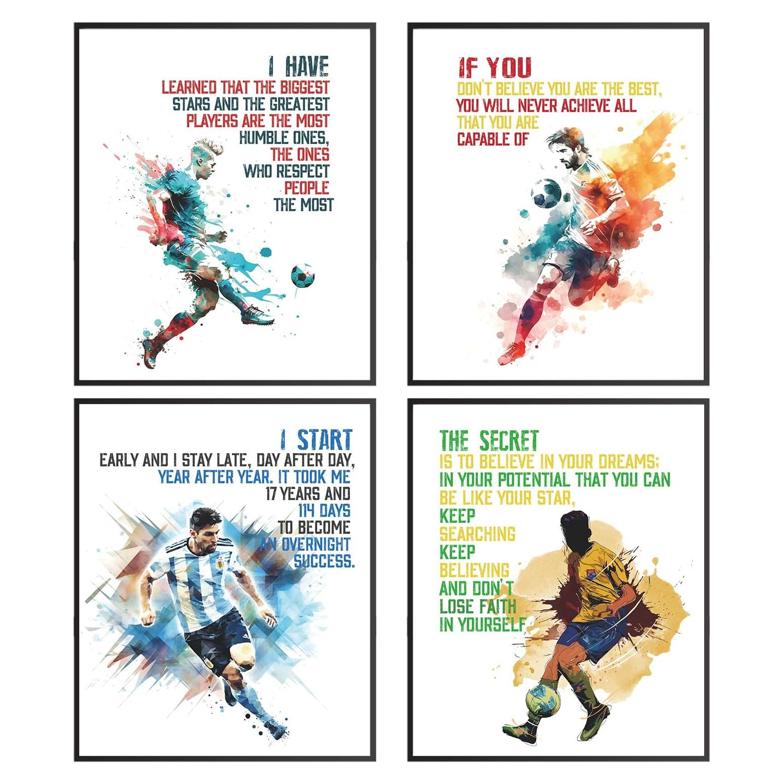 Conjunto de 6 Pósters Motivacionales de Fútbol para Niños - 20.32x25.4 cm