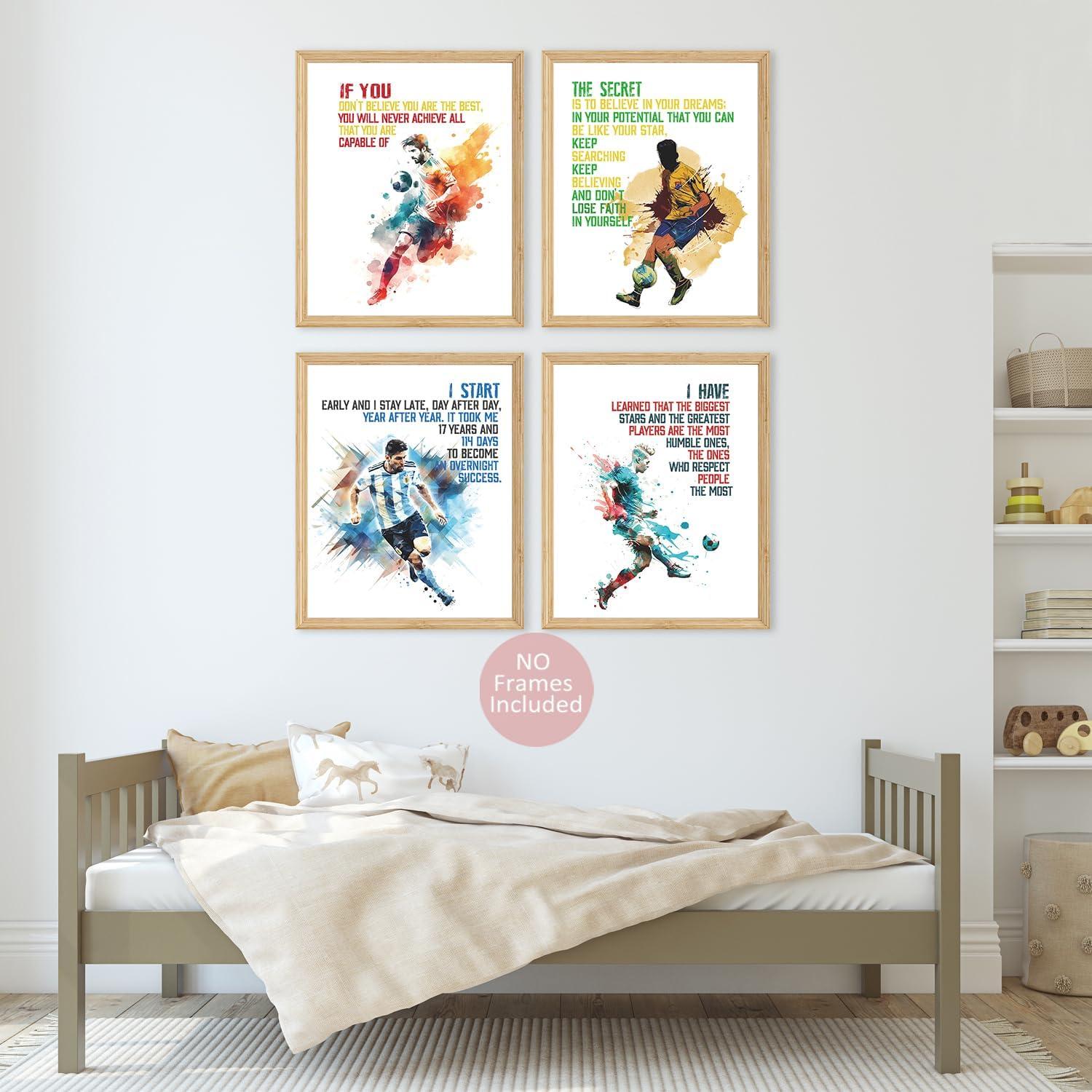 Conjunto de 6 Pósters Motivacionales de Fútbol para Niños - 20.32x25.4 cm