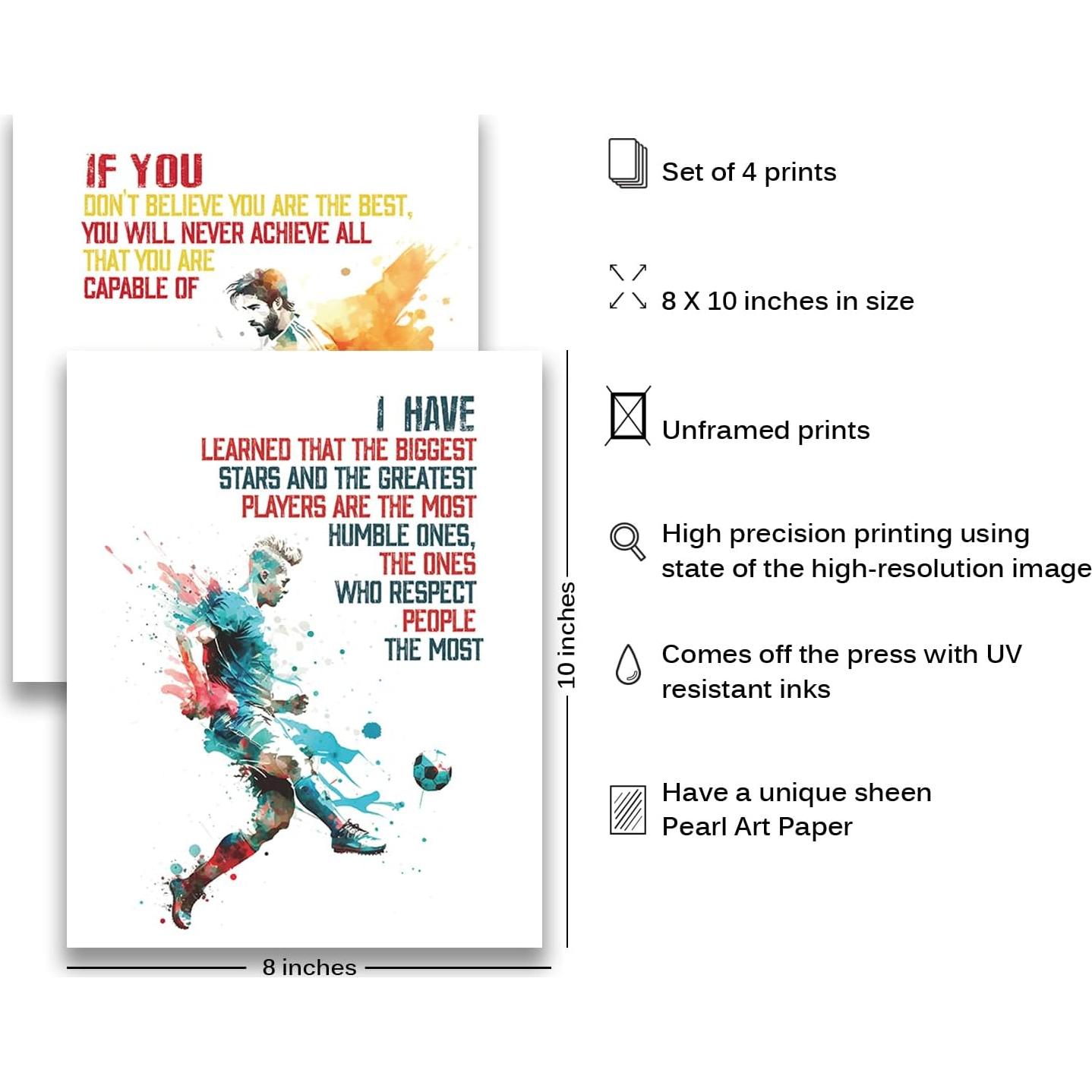 Conjunto de 6 Pósters Motivacionales de Fútbol para Niños - 20.32x25.4 cm