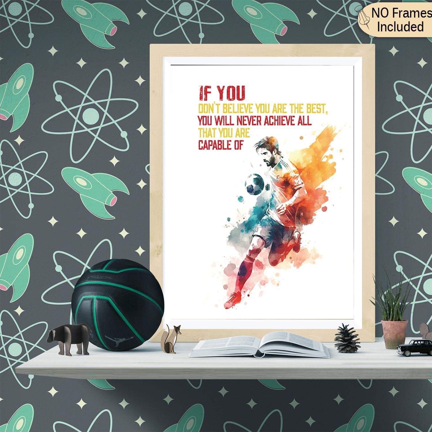 Conjunto de 6 Pósters Motivacionales de Fútbol para Niños - 20.32x25.4 cm