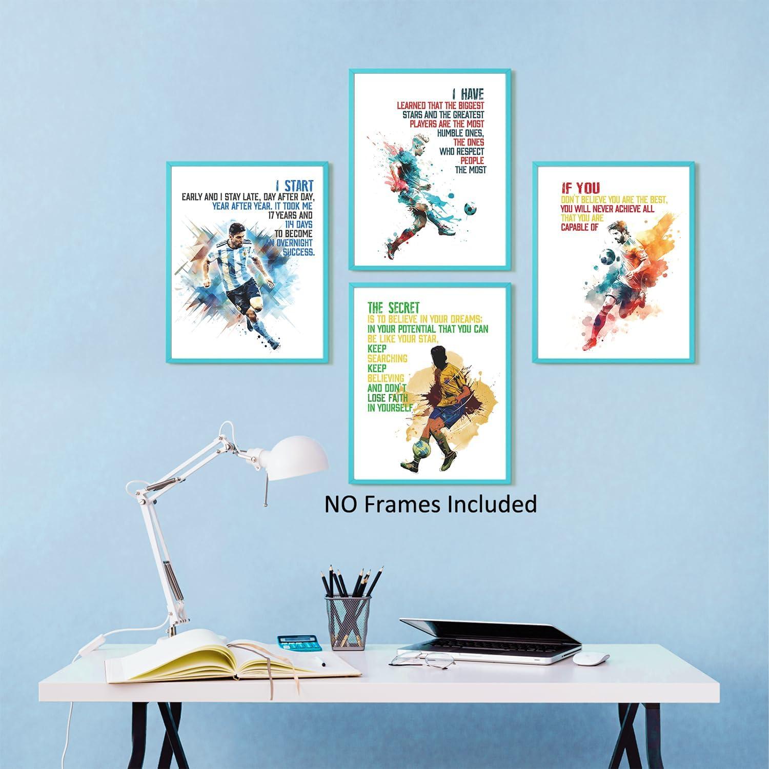 Conjunto de 6 Pósters Motivacionales de Fútbol para Niños - 20.32x25.4 cm