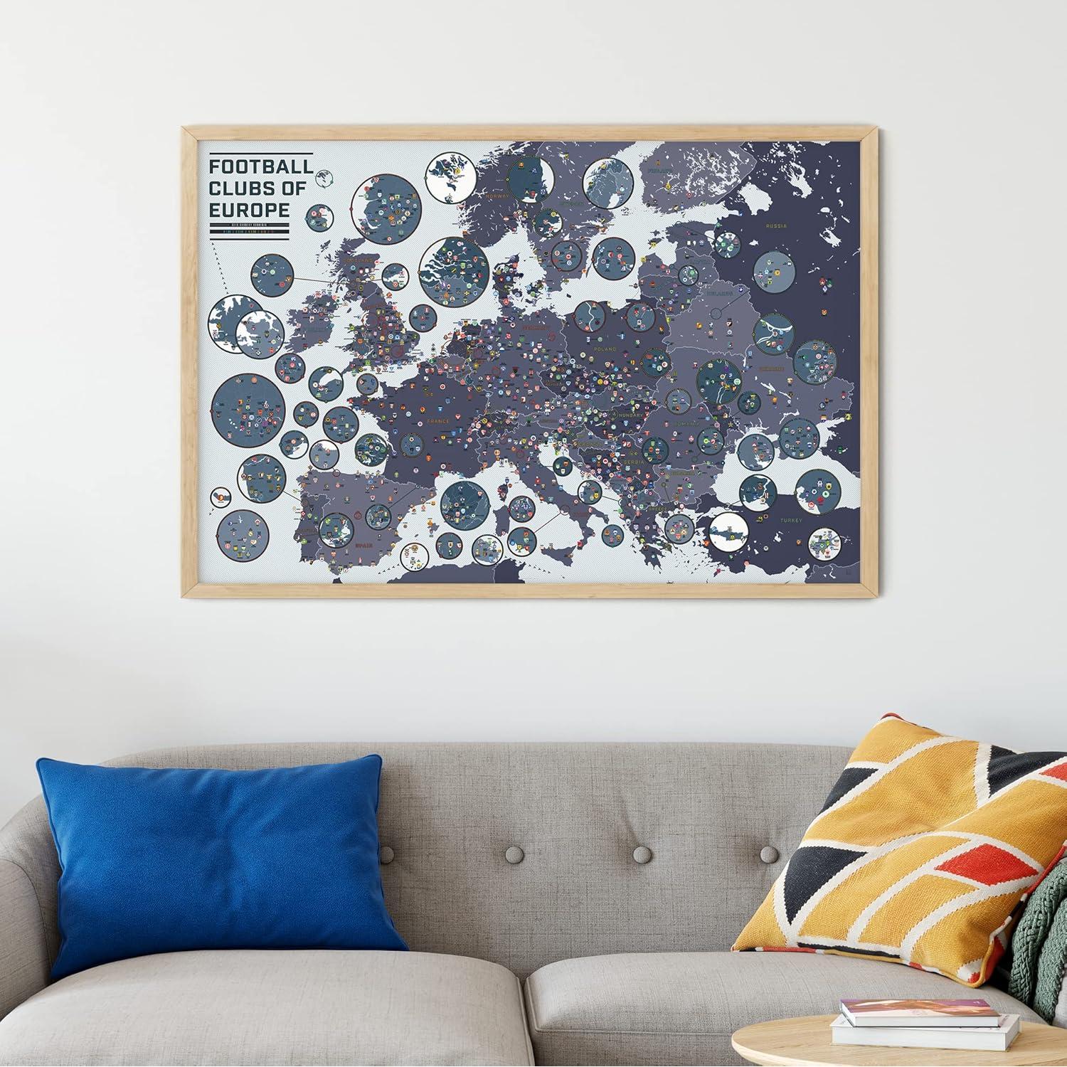 Póster de Fútbol Pop Chart 91.44x60.96 cm Mapa de Clubes