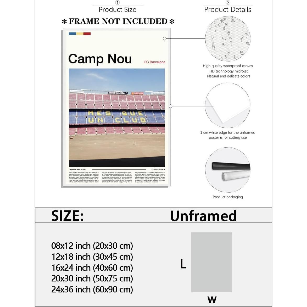Póster de Estadio Camp Nou FC Barcelona 30.48x45.72cm