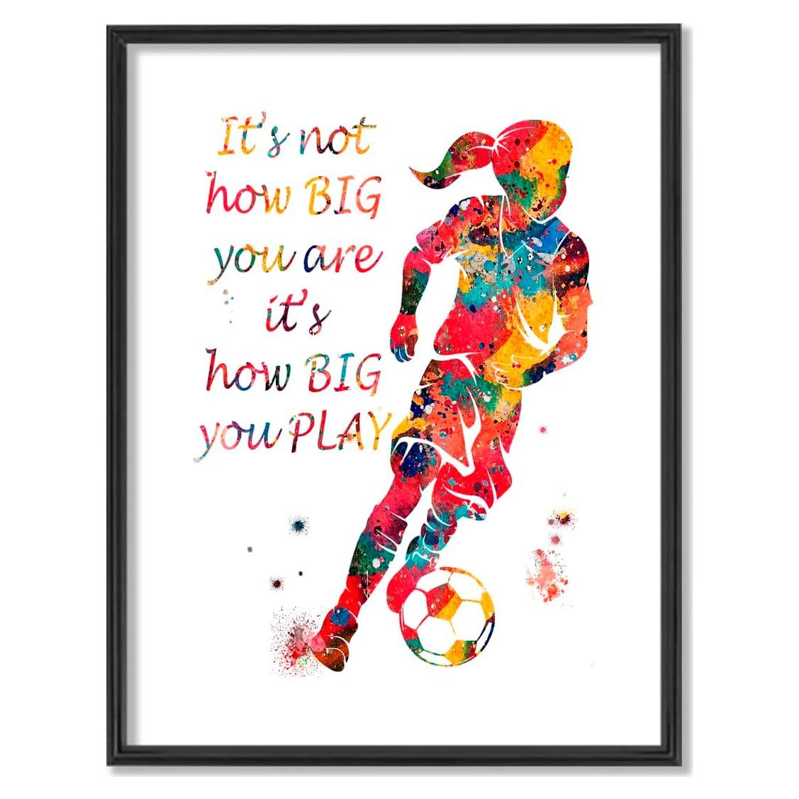 Impresión Acuarela Chica Jugadora de Fútbol 20x25 cm Motivacional