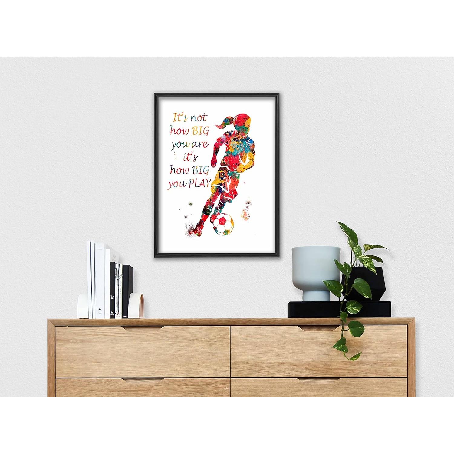 Impresión Acuarela Chica Jugadora de Fútbol 20x25 cm Motivacional