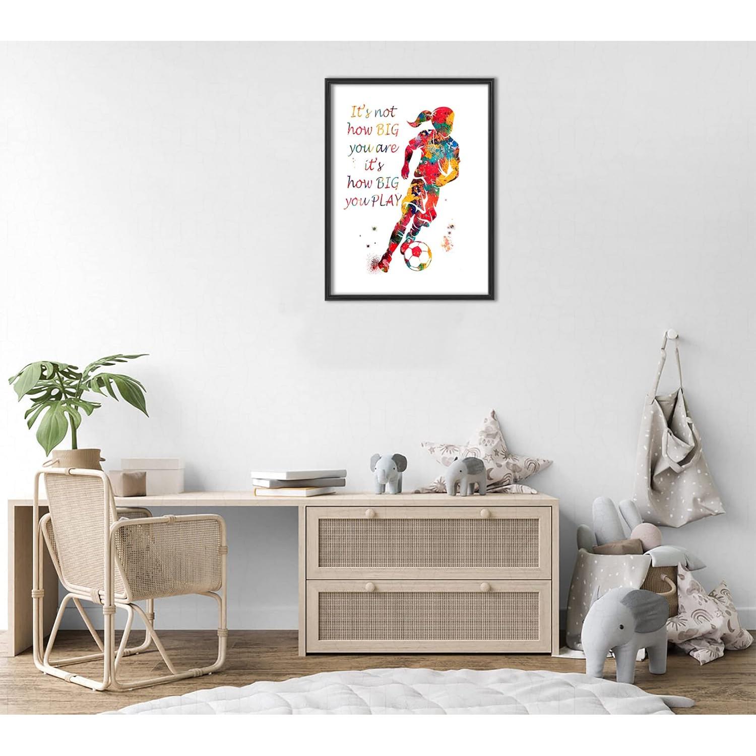 Impresión Acuarela Chica Jugadora de Fútbol 20x25 cm Motivacional