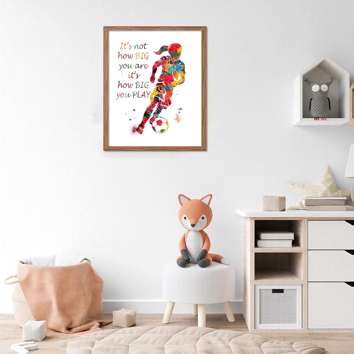 Impresión Acuarela Chica Jugadora de Fútbol 20x25 cm Motivacional