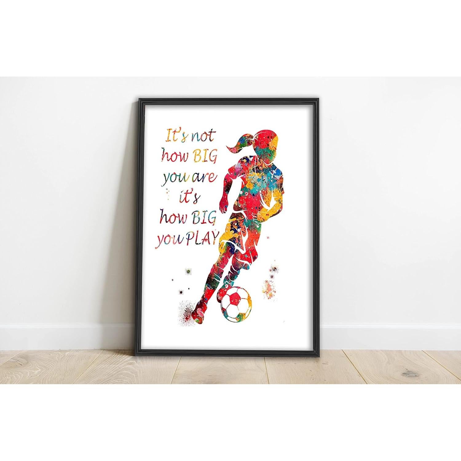 Impresión Acuarela Chica Jugadora de Fútbol 20x25 cm Motivacional