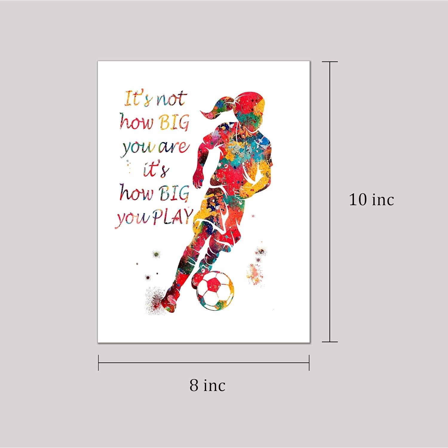 Impresión Acuarela Chica Jugadora de Fútbol 20x25 cm Motivacional