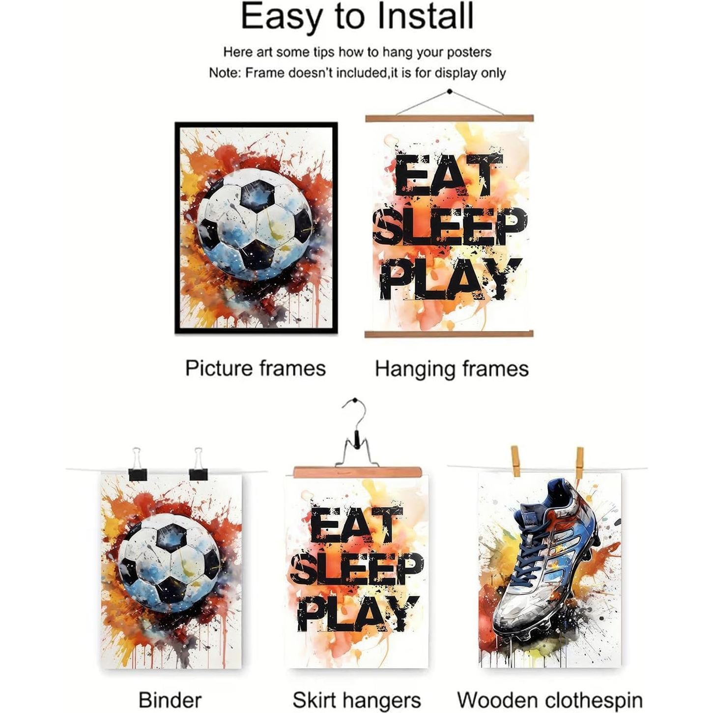 Set de 3 Pósters de Graffiti de Fútbol TBKHUDBI 30x40cm