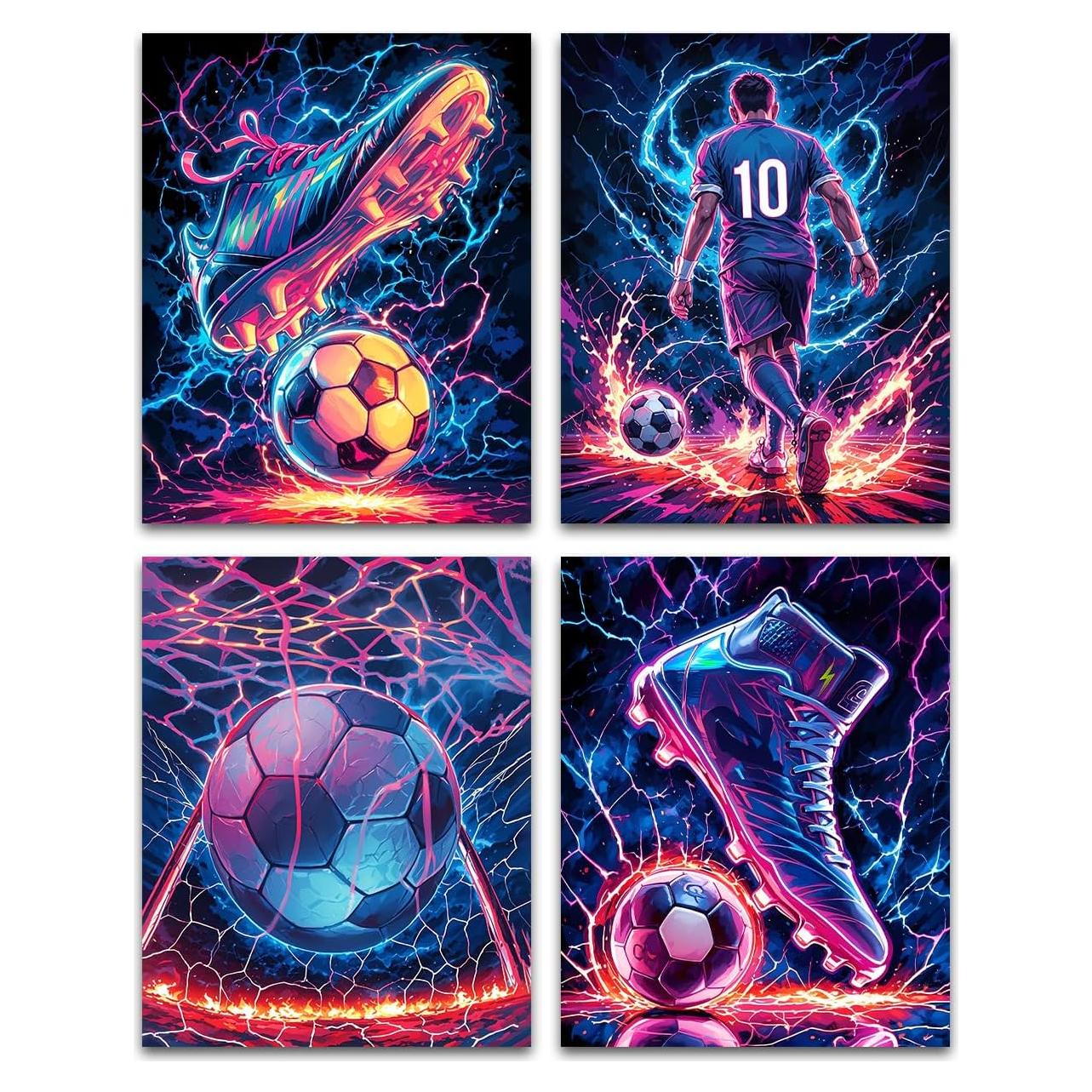 Set de 4 Pósters de Fútbol ZHAXFA - Arte de Pared 20x25 cm
