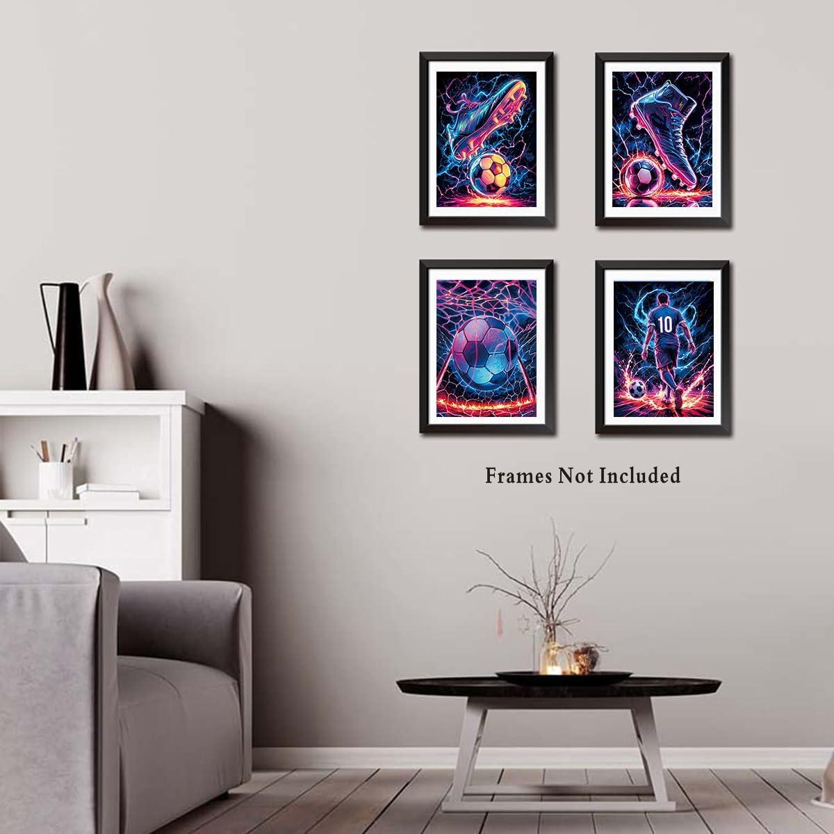 Set de 4 Pósters de Fútbol ZHAXFA - Arte de Pared 20x25 cm
