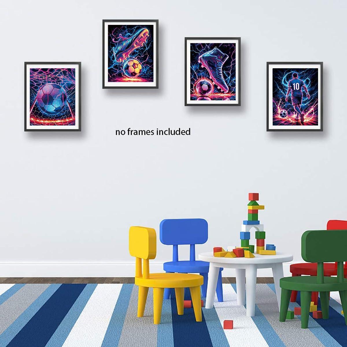 Set de 4 Pósters de Fútbol ZHAXFA - Arte de Pared 20x25 cm