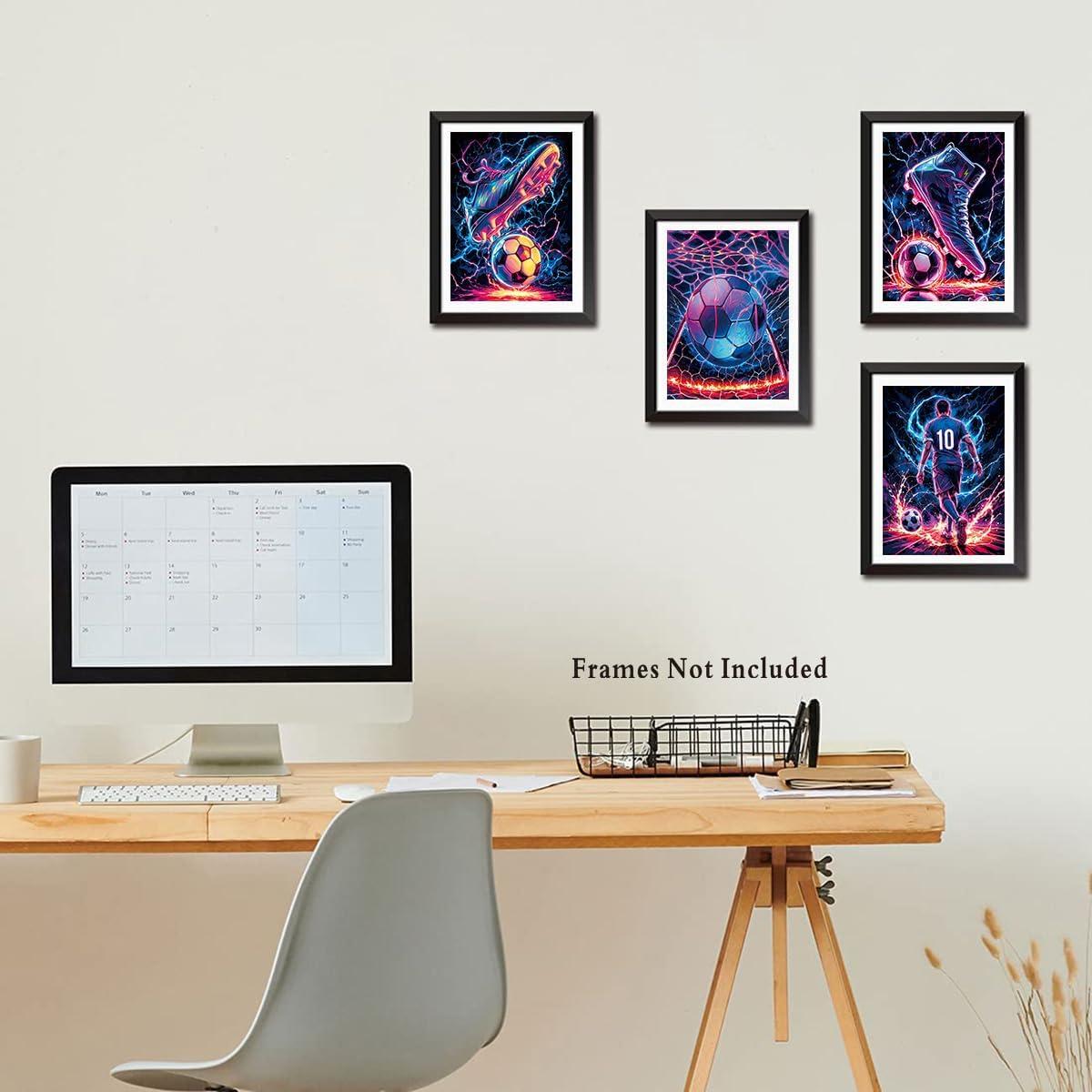 Set de 4 Pósters de Fútbol ZHAXFA - Arte de Pared 20x25 cm