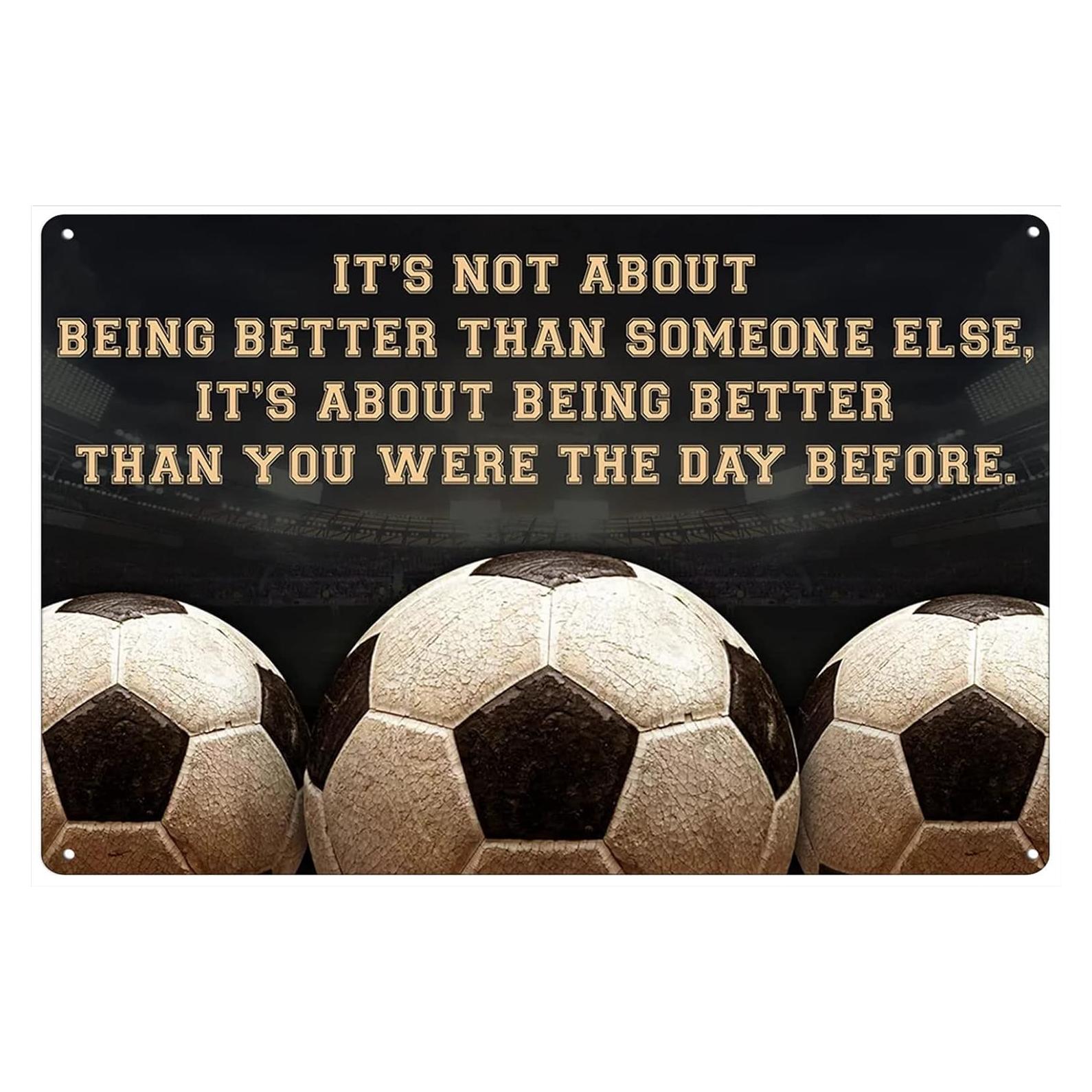 Letrero de Lata Fútbol 20x30 cm - Motivacional para Bar o Jardín