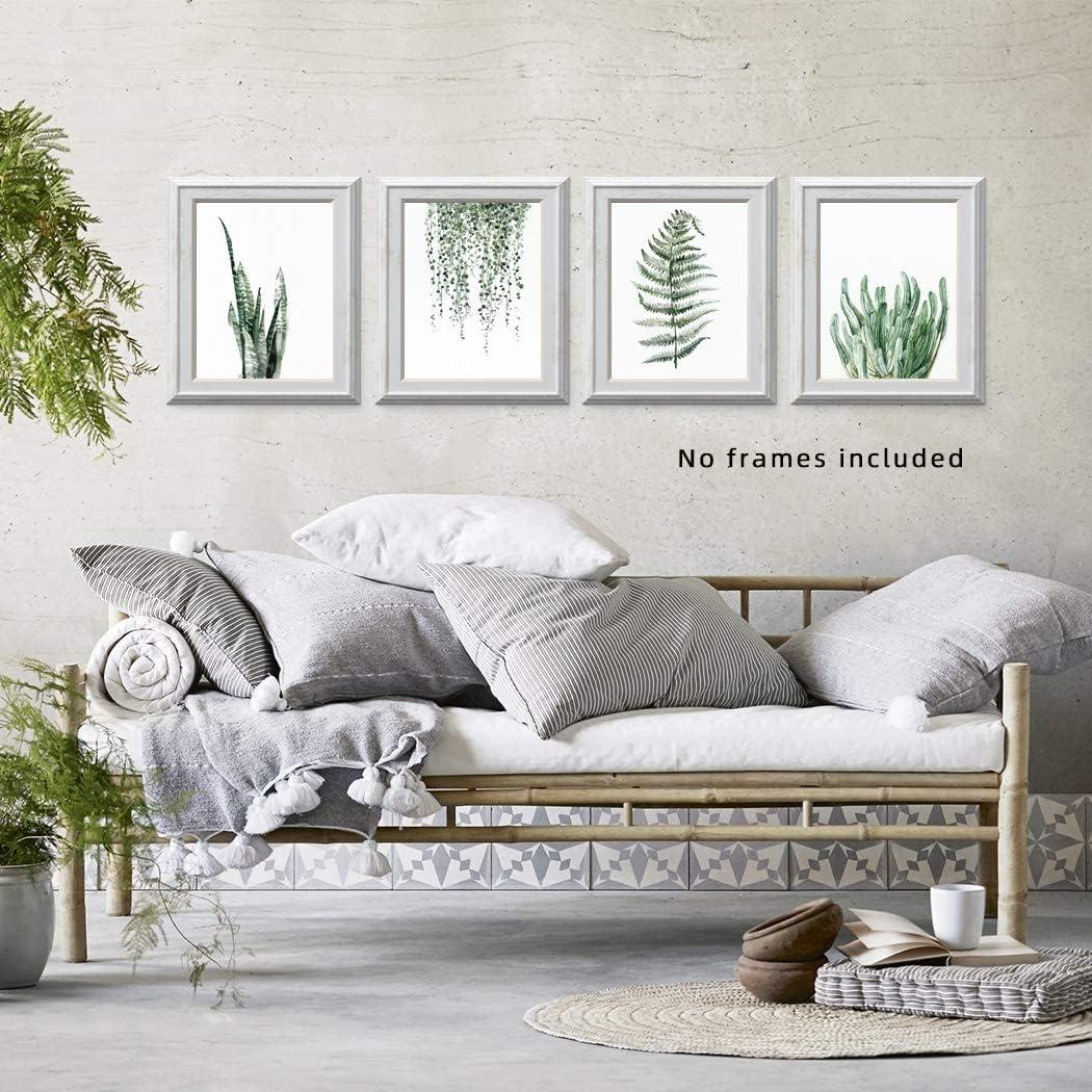 Póster Botánico Decorativo 4 Piezas 25x20 cm Verde Oscuro