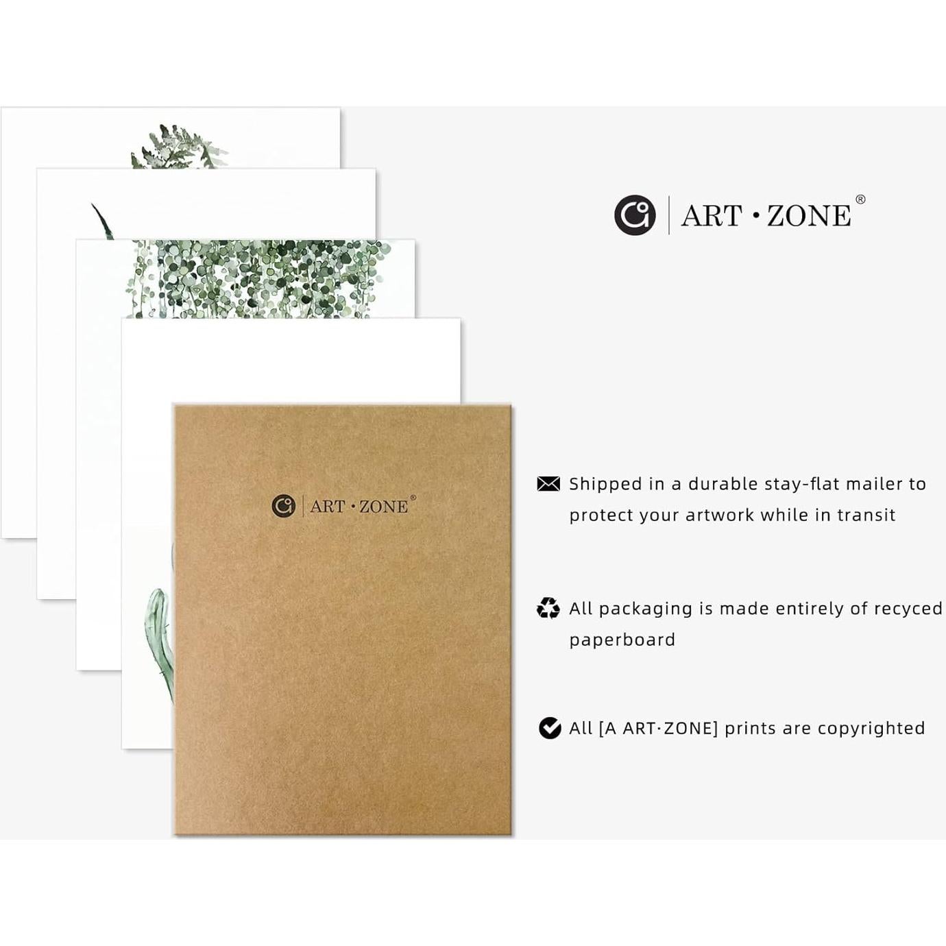 Póster Botánico Decorativo 4 Piezas 25x20 cm Verde Oscuro