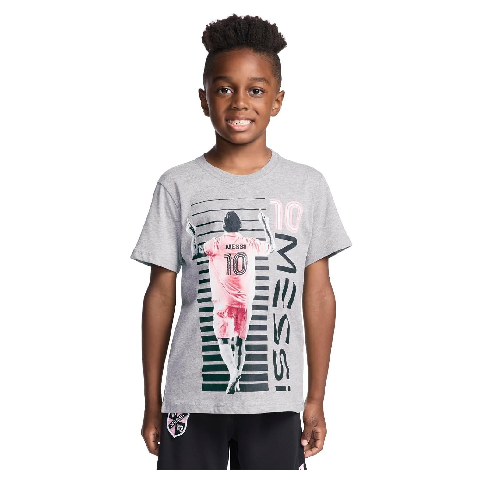 Camiseta de Manga Corta Messi para Niños - Gris Melange, Talla 10-12