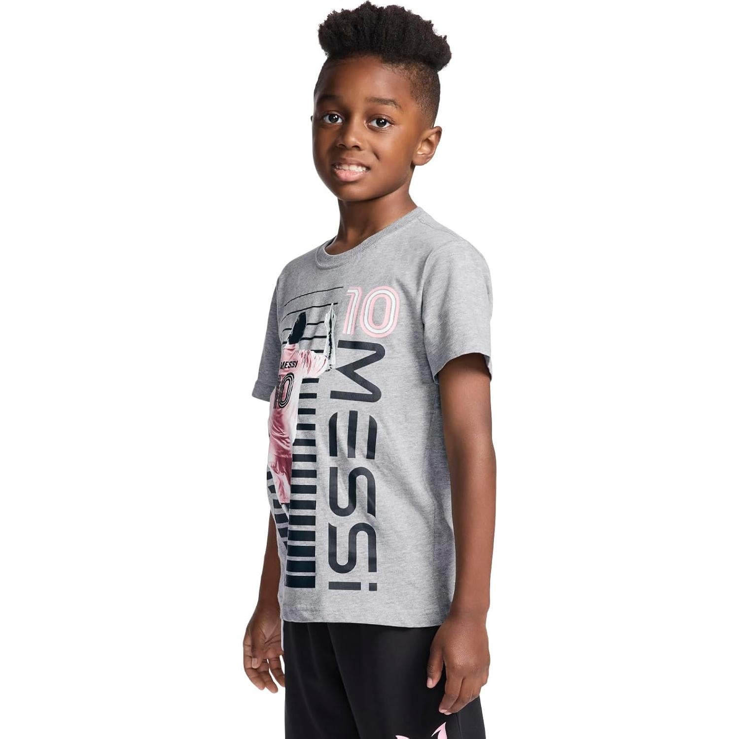 Camiseta de Manga Corta Messi para Niños - Gris Melange, Talla 10-12