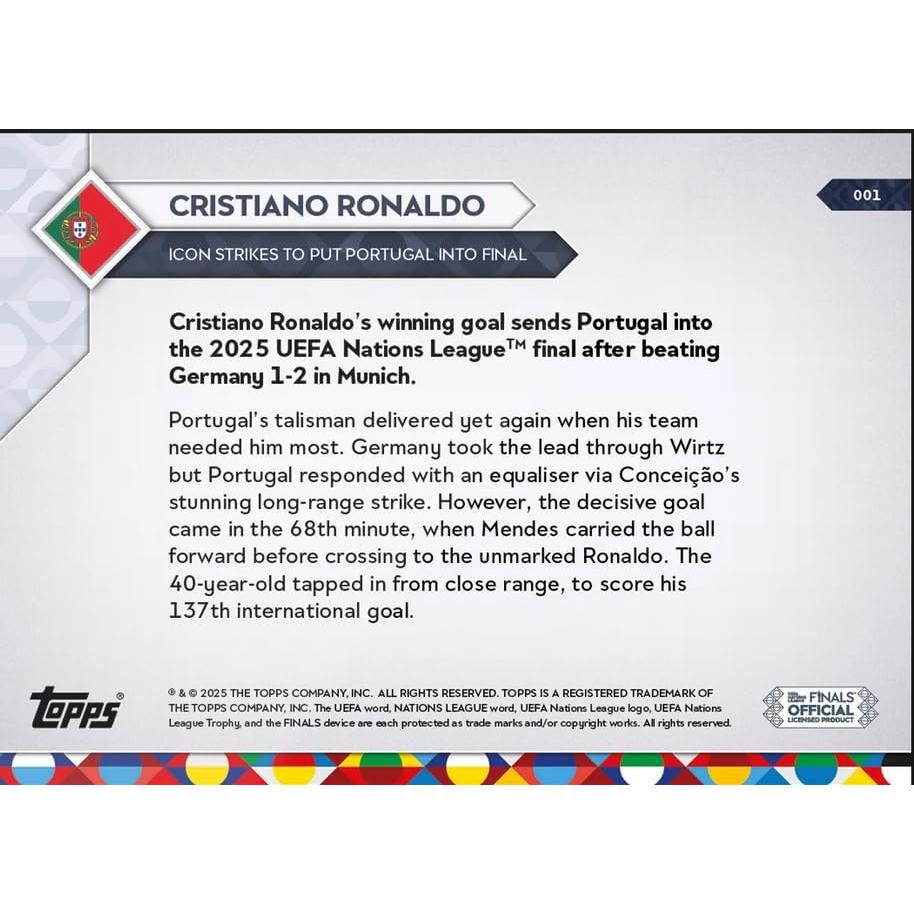 Tarjeta de Fútbol Cristiano Ronaldo #1 Topps UEFA 2025