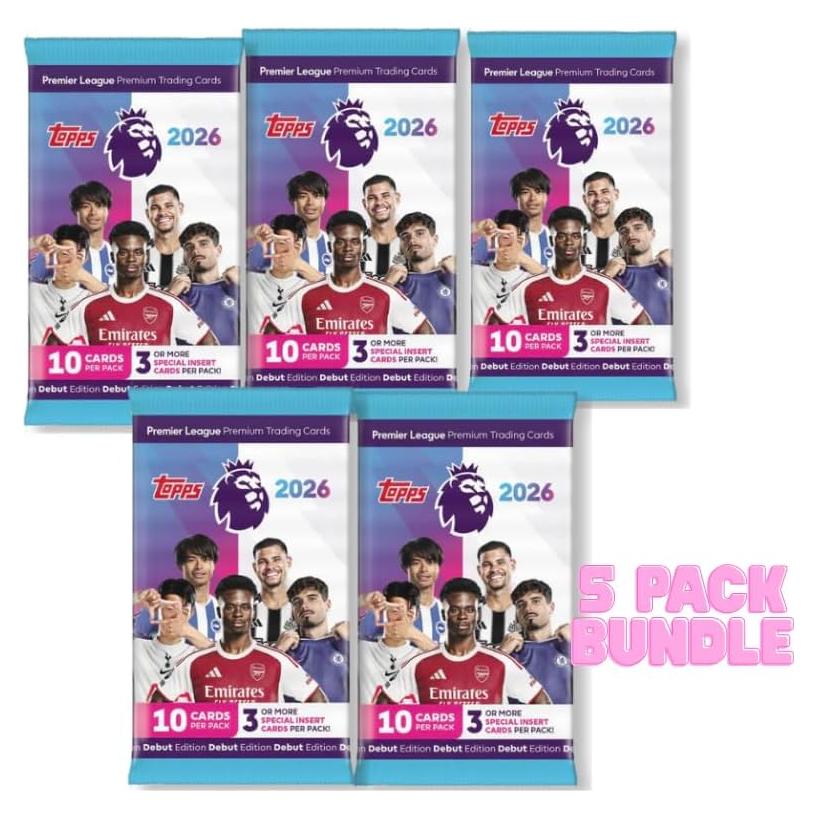 Paquete de 5 Tarjetas de Fútbol Premier League Topps 2026