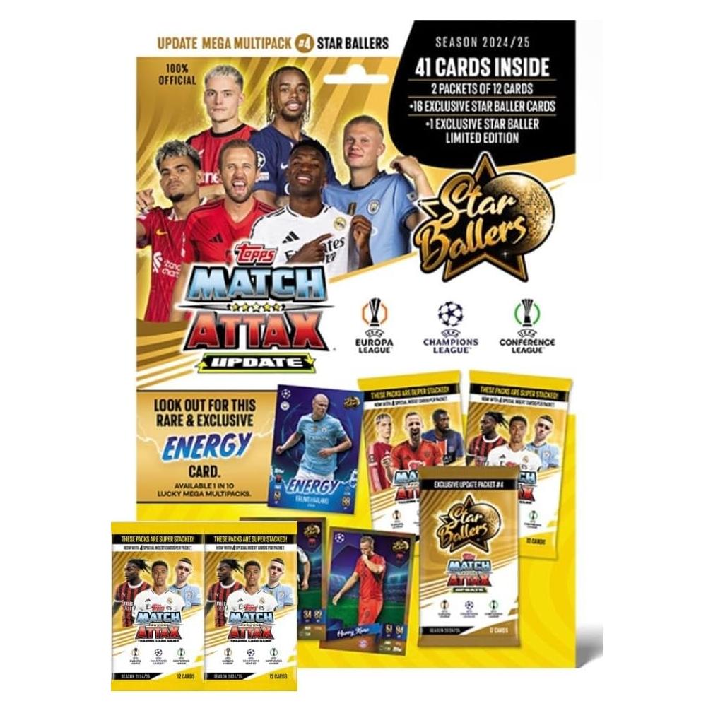 Match Attax 24/25 Mega Multipack Estrellas - Tarjetas de Fútbol