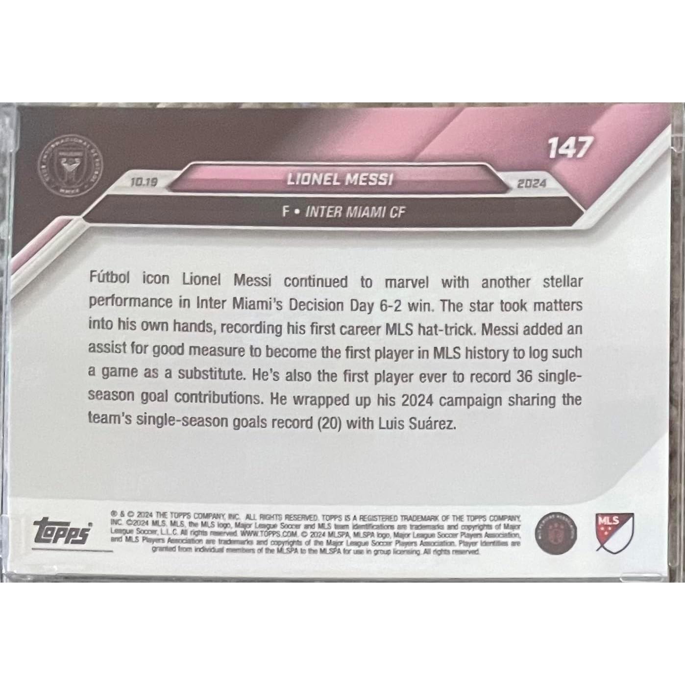 Tarjeta Coleccionable Lionel Messi #147 - Hat-Trick MLS 2024