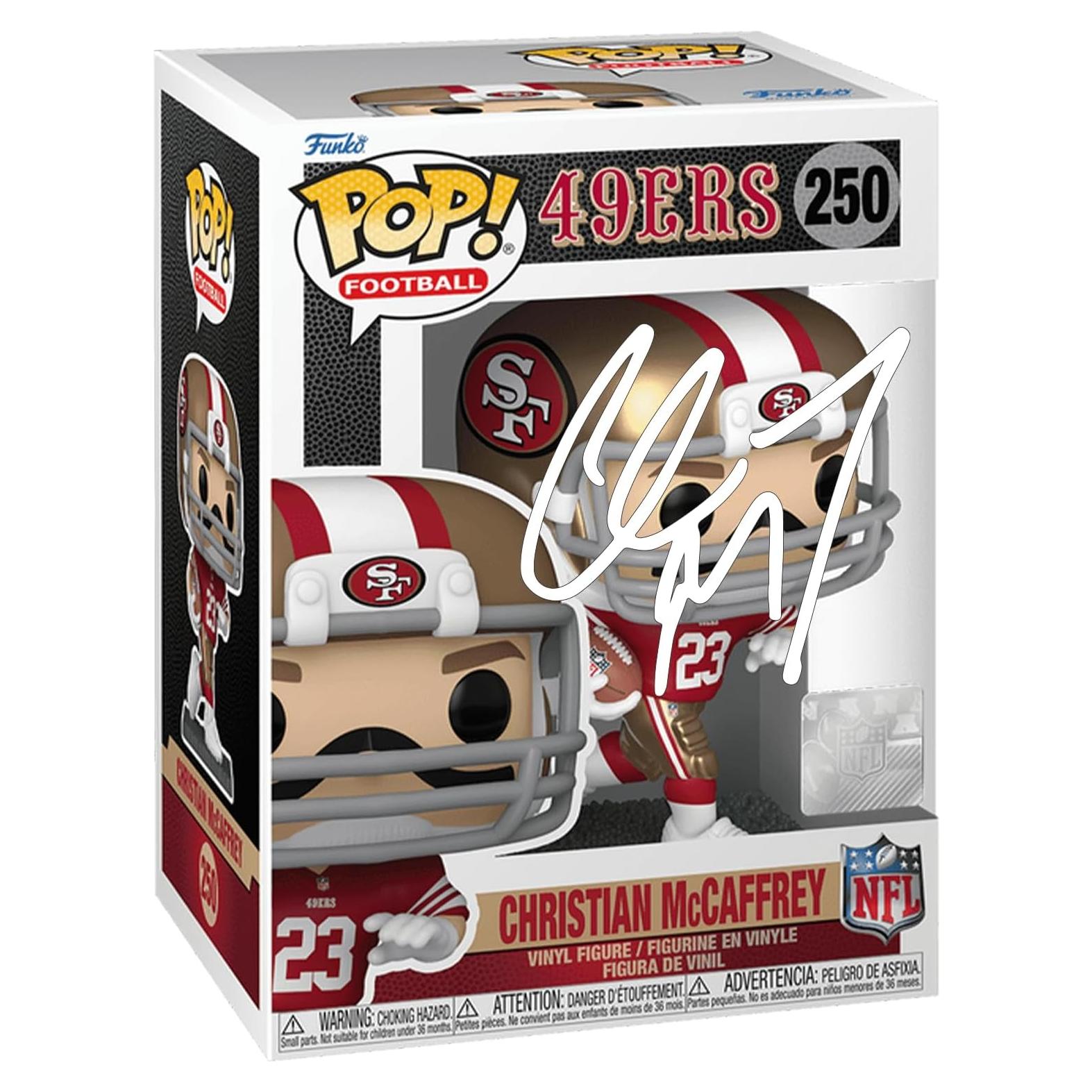 Funko Pop Christian McCaffrey #250 Autografiado Facsímil 15x12cm