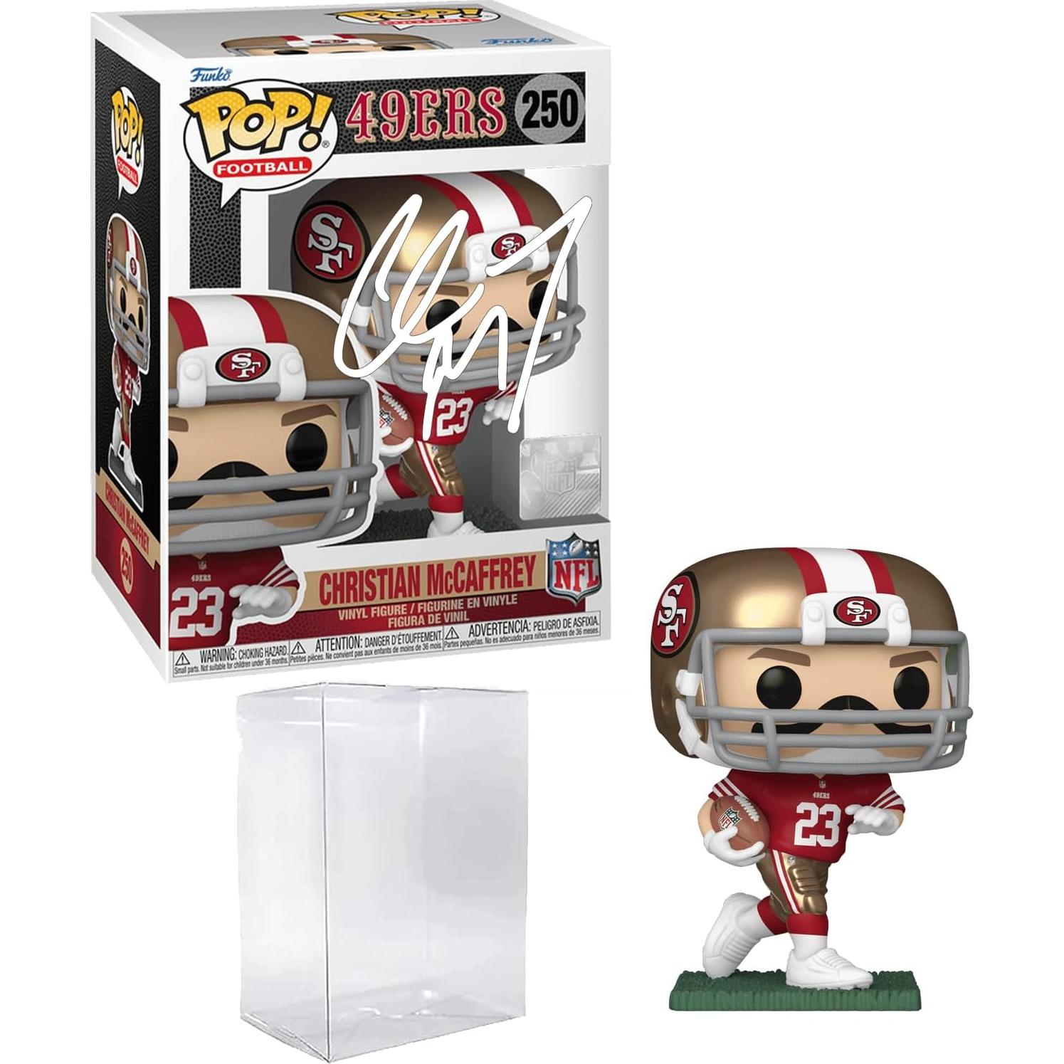 Funko Pop Christian McCaffrey #250 Autografiado Facsímil 15x12cm