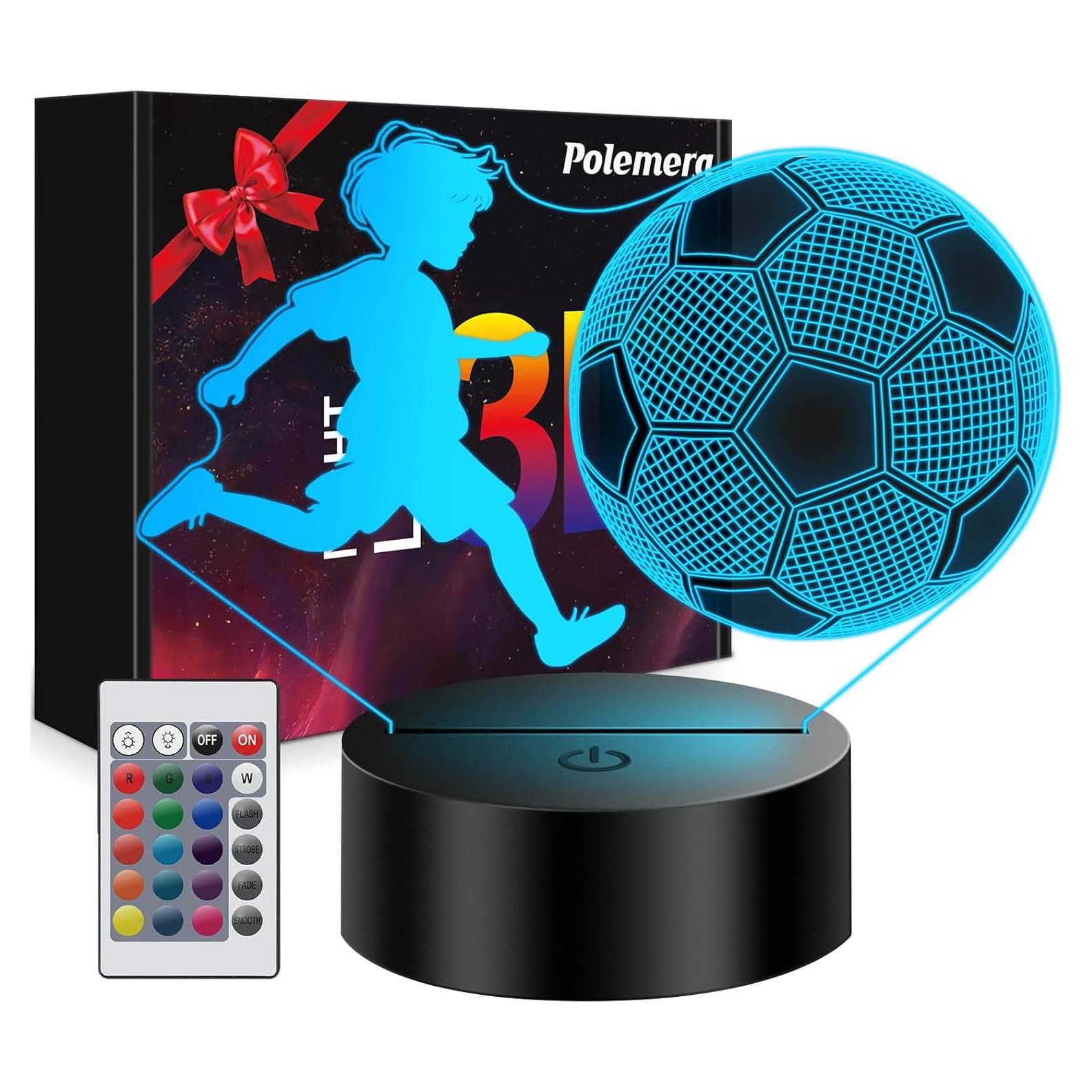 Lámpara 3D de Fútbol Polemera - Regalo para Niños 16x20cm