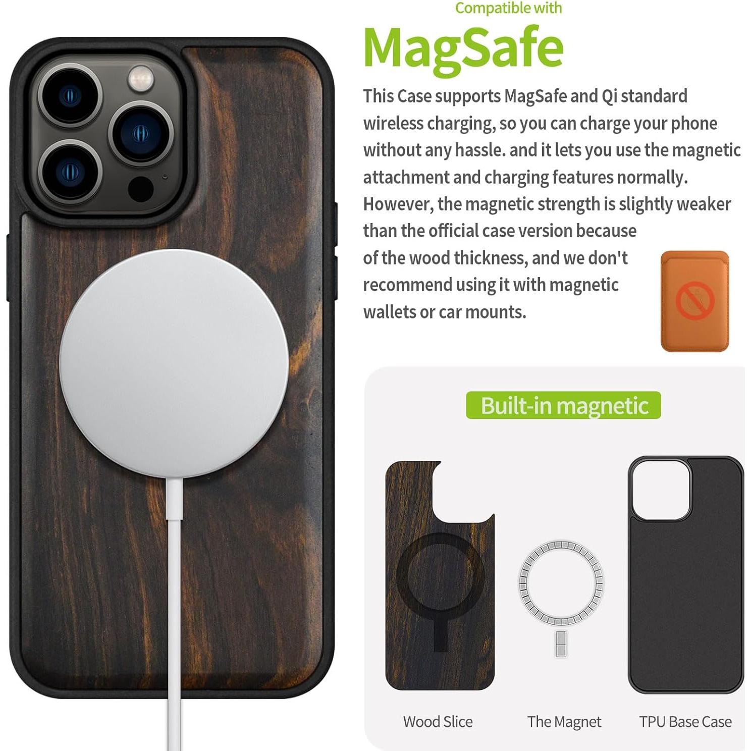 Funda de Madera Magnética Carveit para iPhone 15 Pro Max