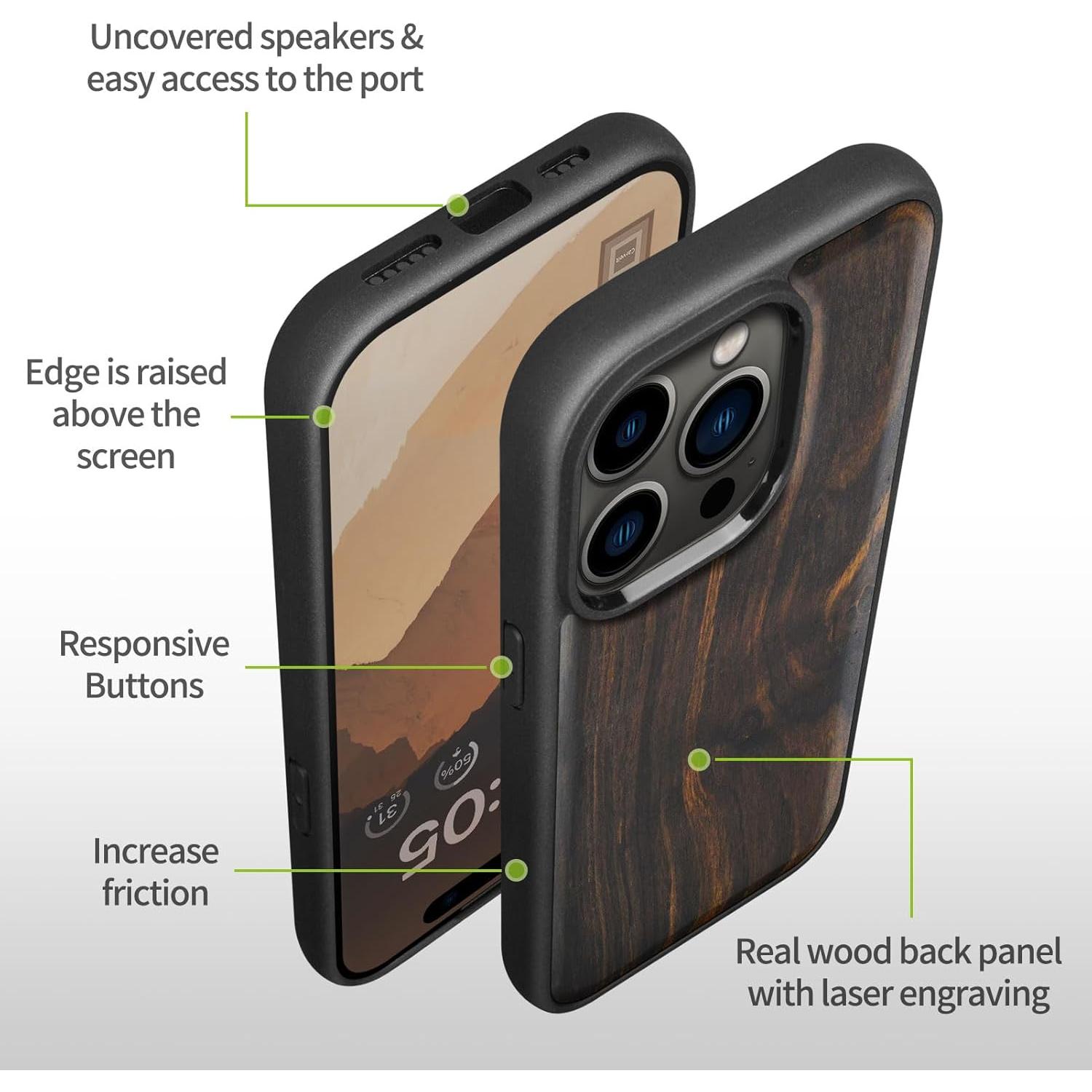Funda de Madera Magnética Carveit para iPhone 15 Pro Max
