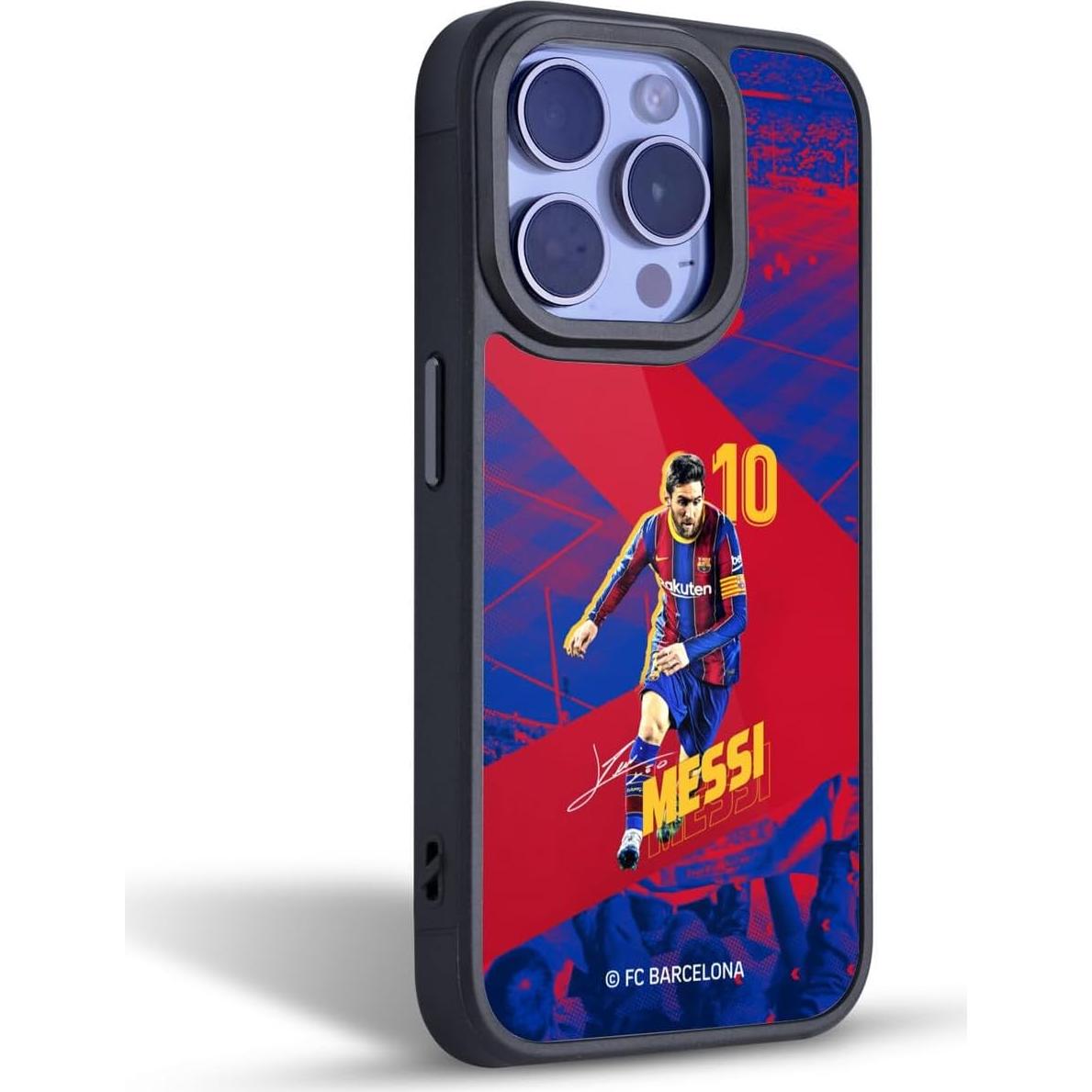 Funda Gel Armour FC Barcelona Messi para iPhone 15 - Grado Militar