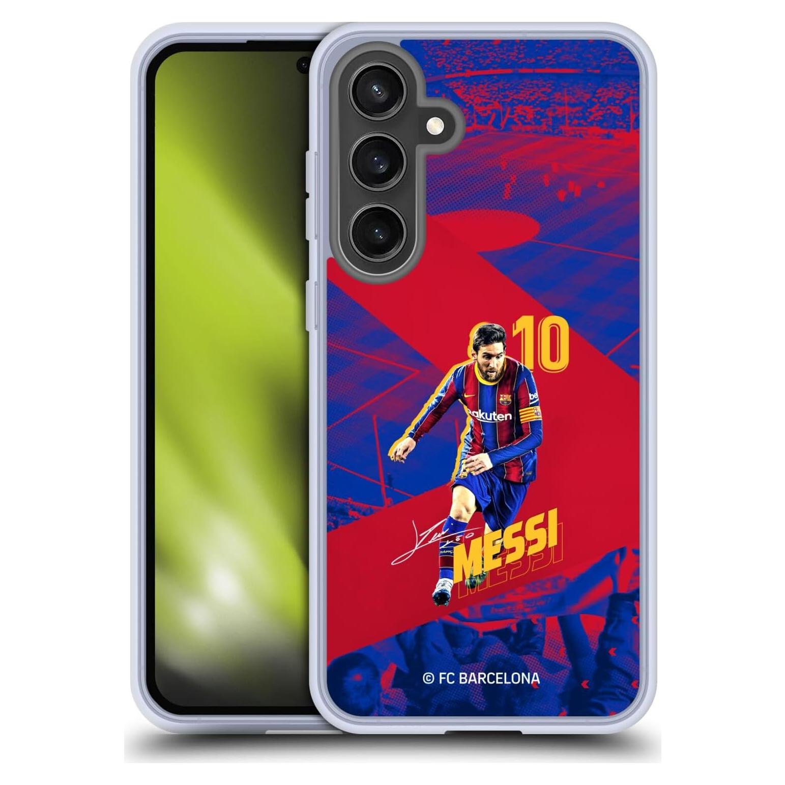 Funda de Gel Militar Head Case Designs FC Barcelona Messi para Samsung Galaxy S24 FE