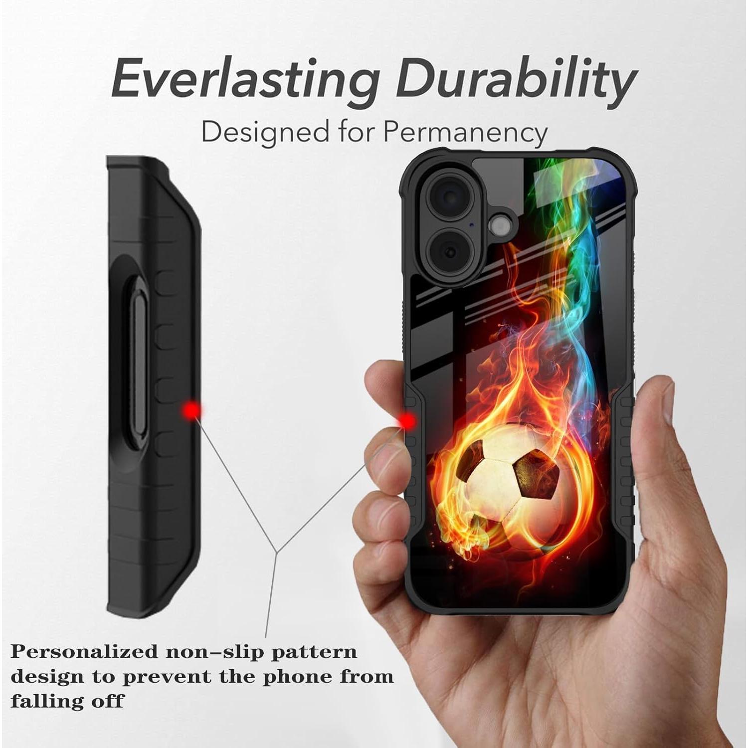 Funda Protectora para iPhone 16 GUWJSO Diseño Fútbol Anti-Golpes