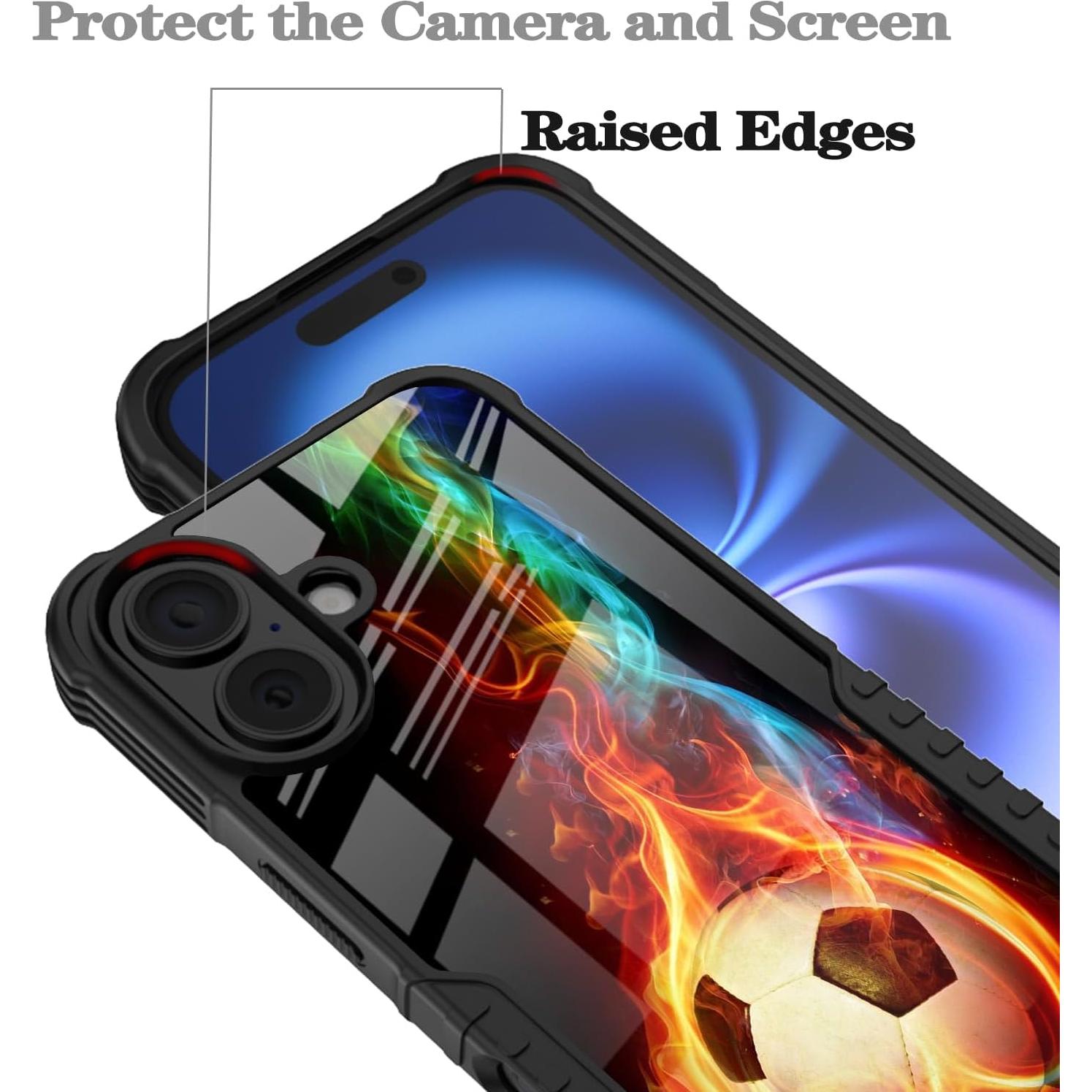 Funda Protectora para iPhone 16 GUWJSO Diseño Fútbol Anti-Golpes