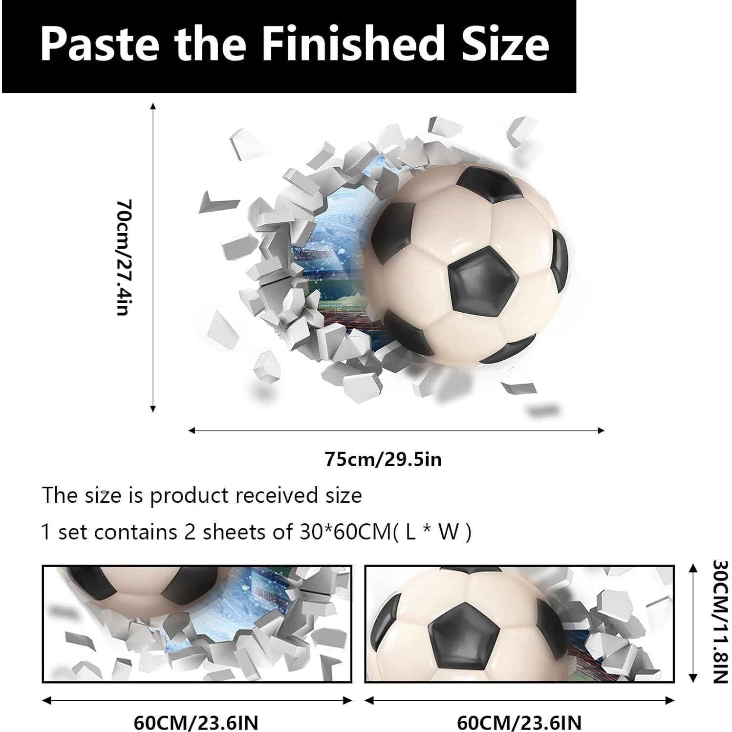 Calcomanías de Pared de Fútbol CEYAZYE 75x70cm Vinilo 3D