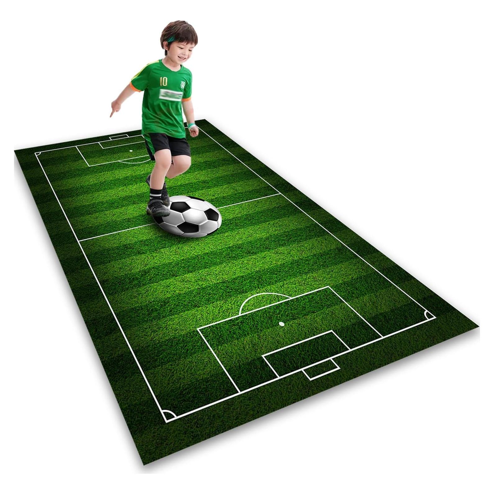 Alfombra de área KEBEXXY 2.6x4m antideslizante fútbol niños