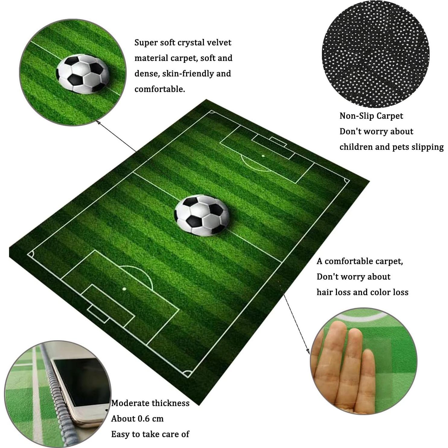 Alfombra de área KEBEXXY 2.6x4m antideslizante fútbol niños