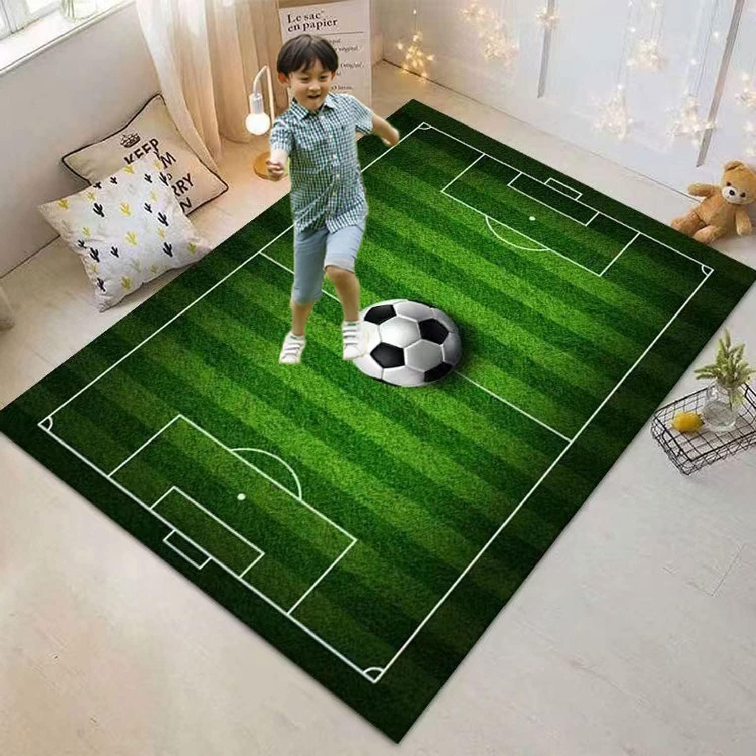 Alfombra de área KEBEXXY 2.6x4m antideslizante fútbol niños
