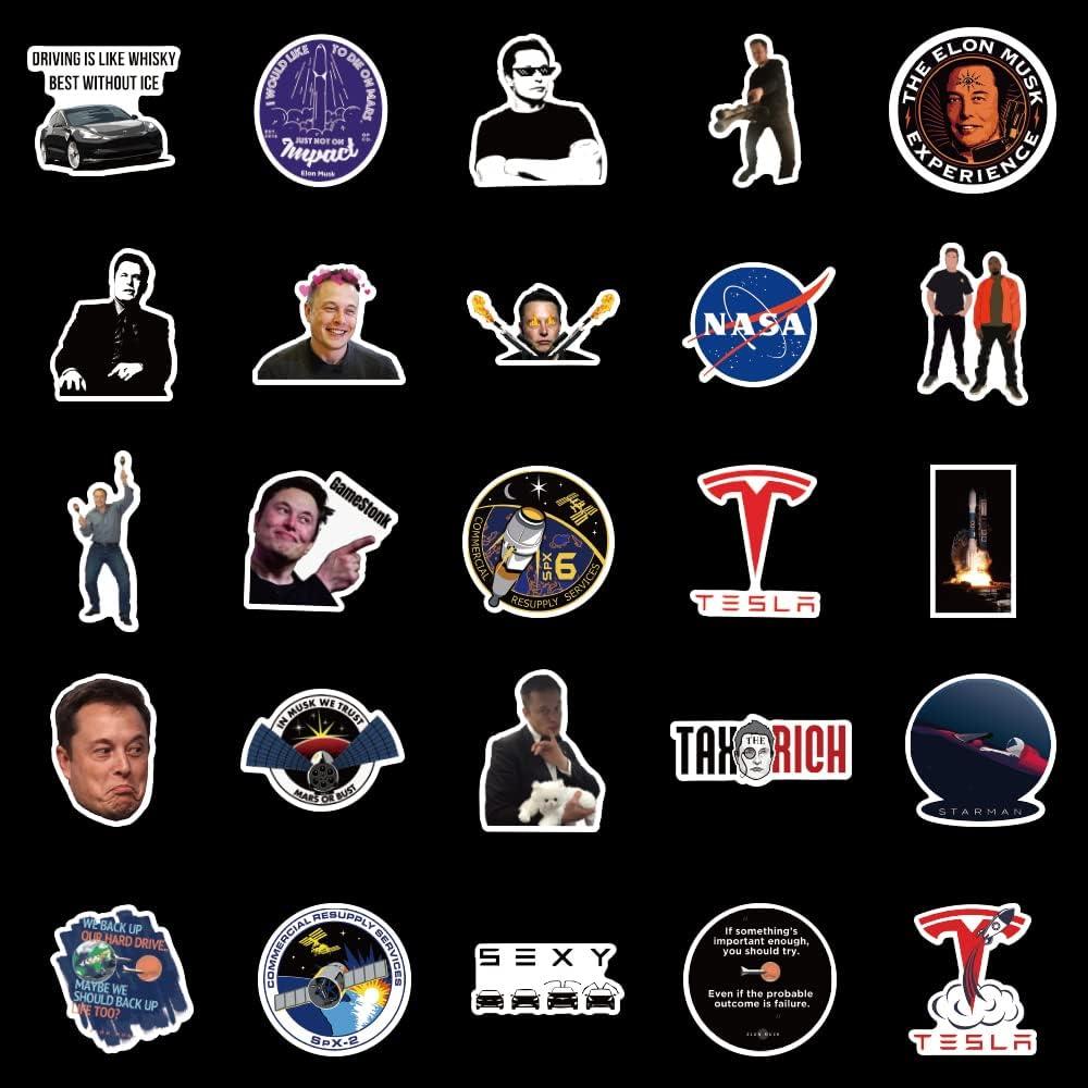 50 Pegatinas Impermeables de Vinilo Sticker Universe - Elon Musk
