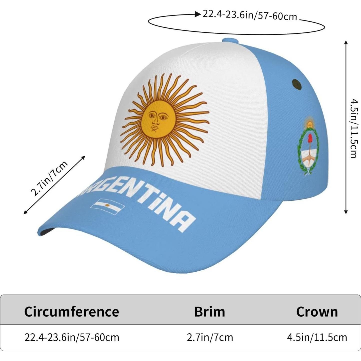 Gorra de béisbol DABOYOZHZH con bandera Argentina ajustable