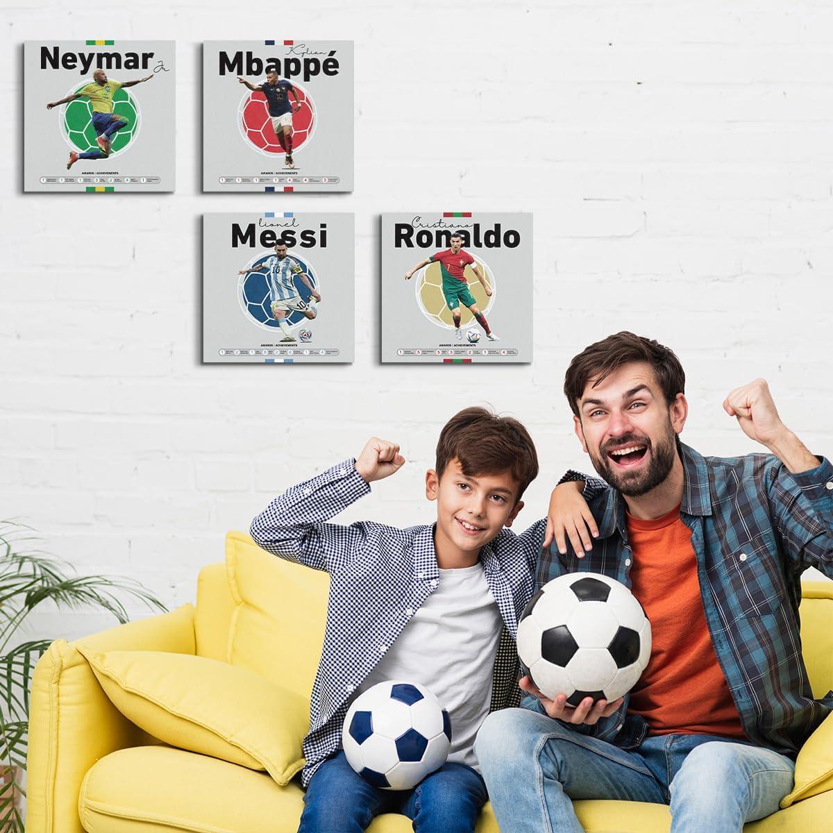 Set de 4 Cuadros en Lienzo Decorativos Fútbol 20x20 cm