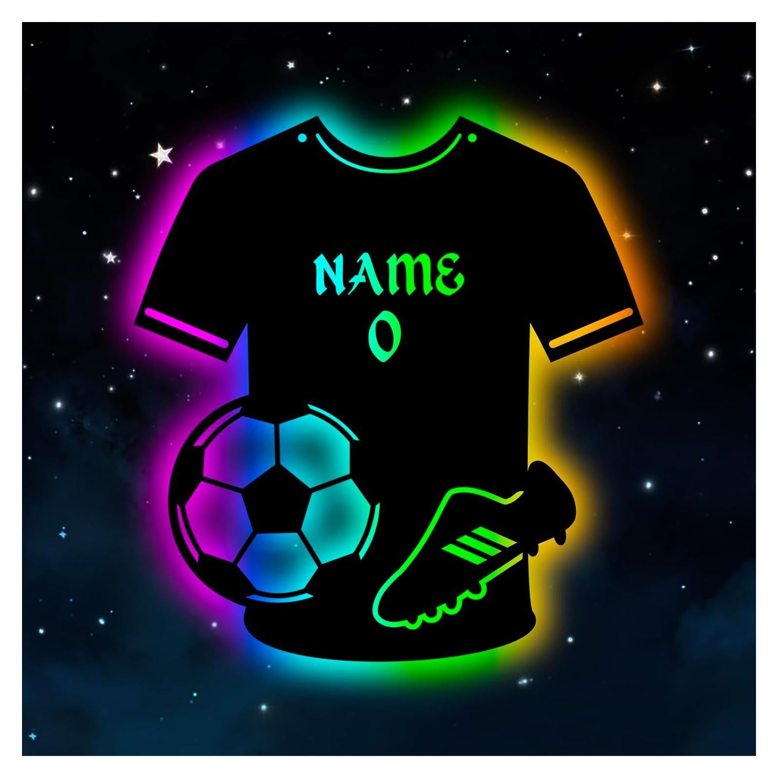Luz de Pared LED Personalizada de Fútbol Forever - Camiseta con Nombre y Número