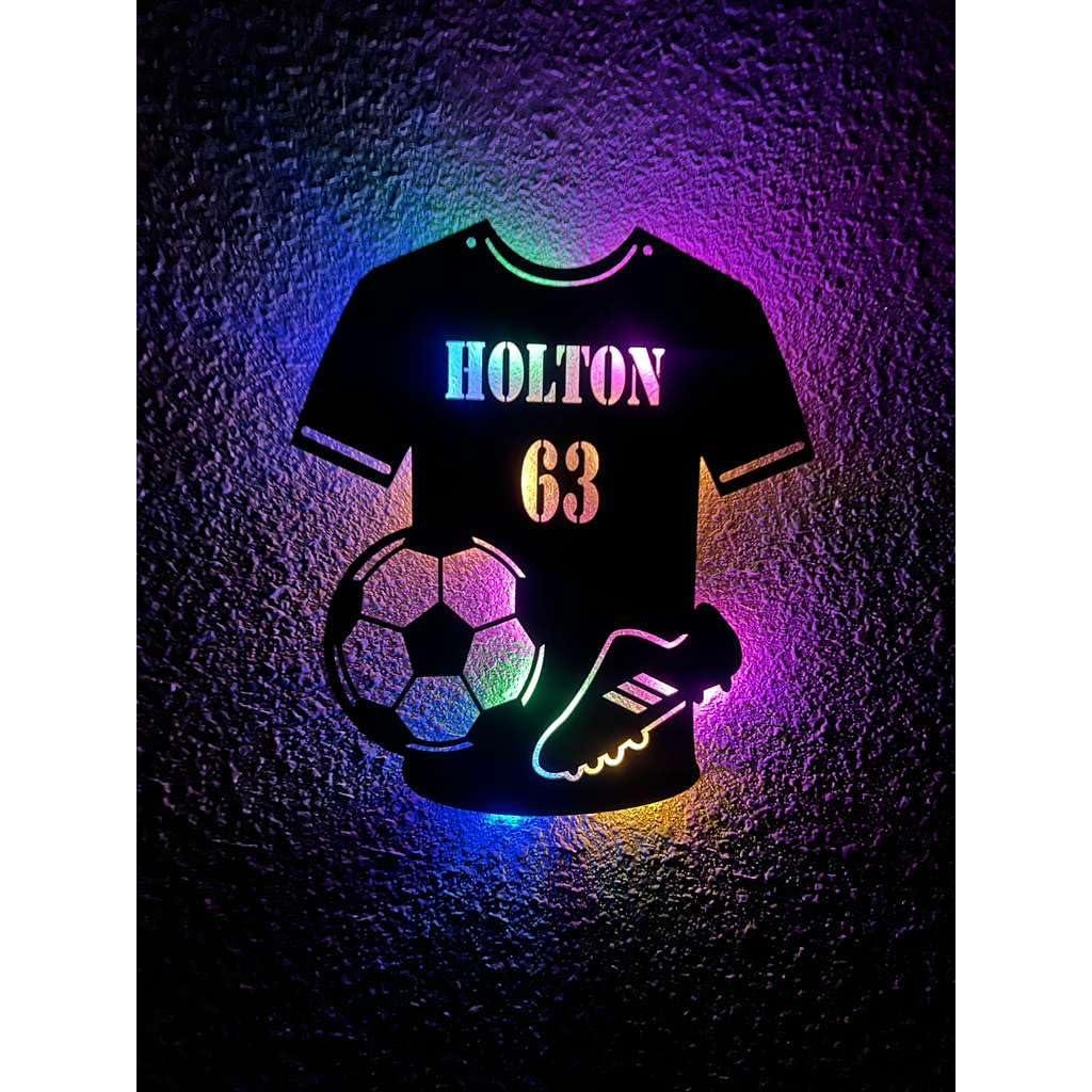 Luz de Pared LED Personalizada de Fútbol Forever - Camiseta con Nombre y Número