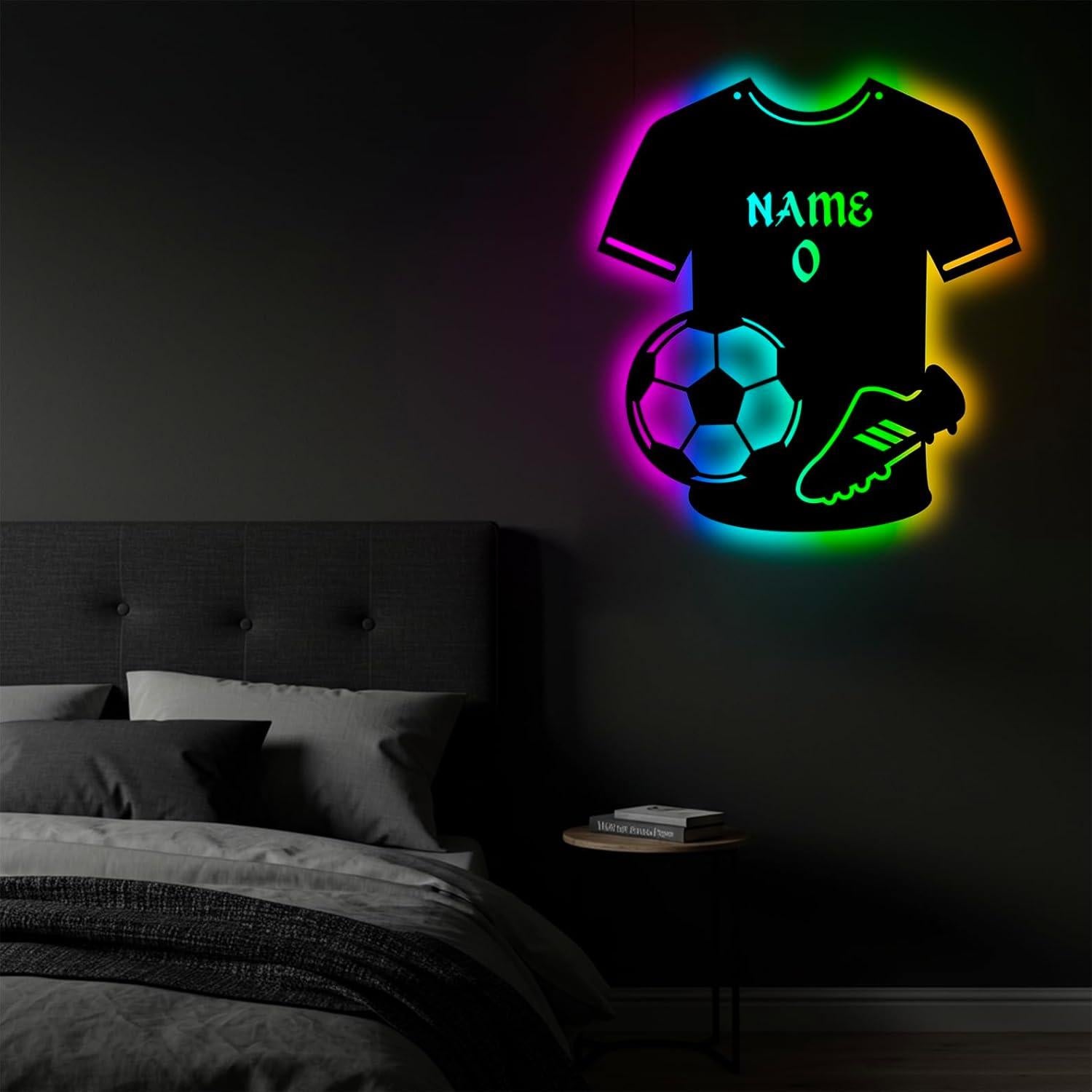 Luz de Pared LED Personalizada de Fútbol Forever - Camiseta con Nombre y Número
