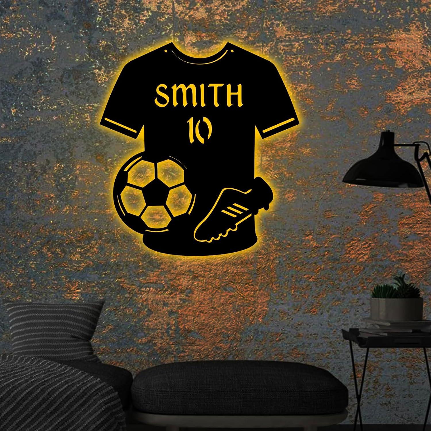 Luz de Pared LED Personalizada de Fútbol Forever - Camiseta con Nombre y Número