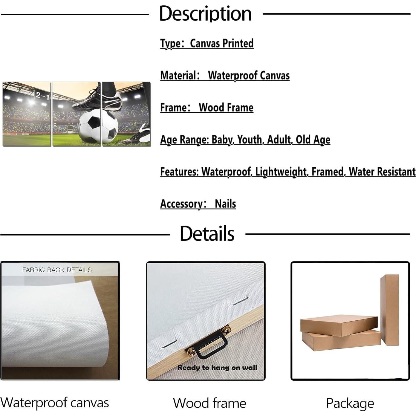 Cuadro de Arte de Pared Infantil TAOMI Fútbol 30.48x40.64cm