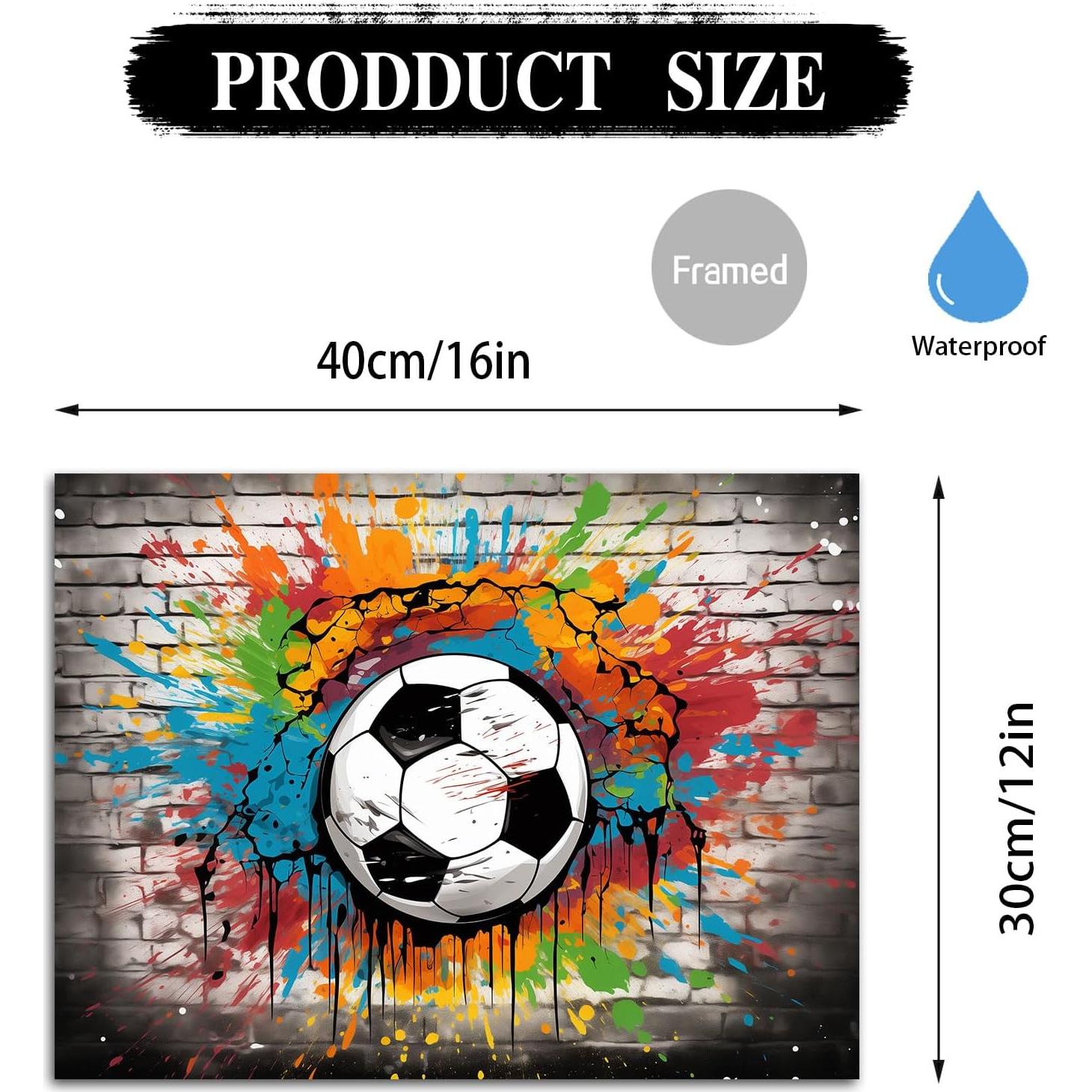 Arte de Pared de Fútbol Typruye Lienzo 40x30cm con Marco