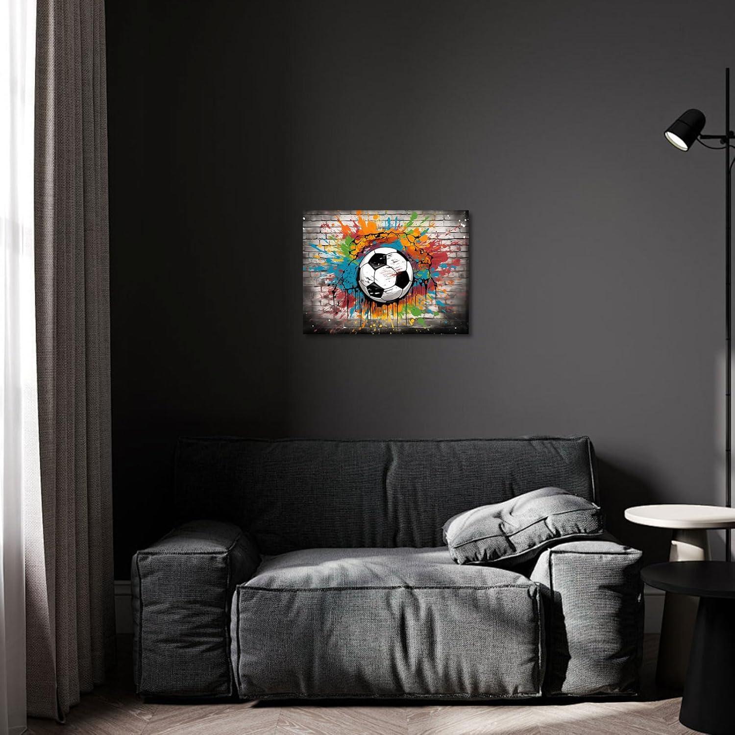 Arte de Pared de Fútbol Typruye Lienzo 40x30cm con Marco